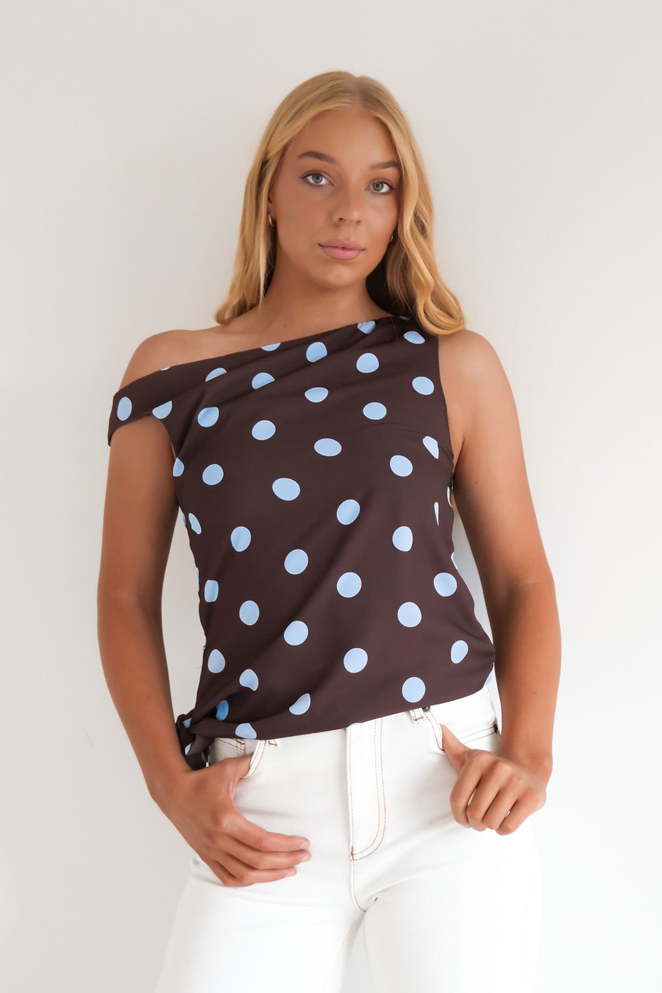 Grace Top Chocolate Polka Dot