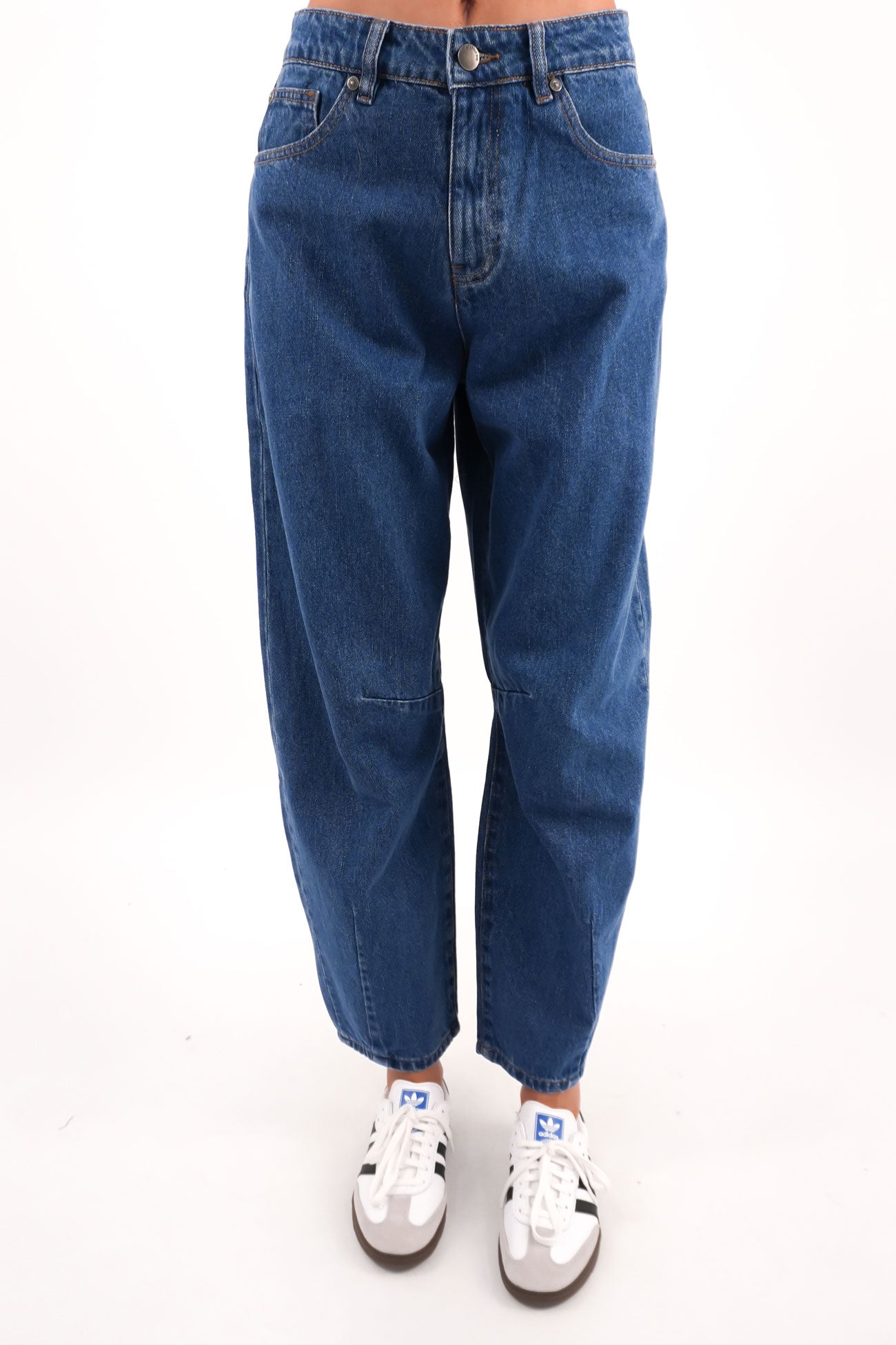 Hallie Barrel Leg Jean Denim