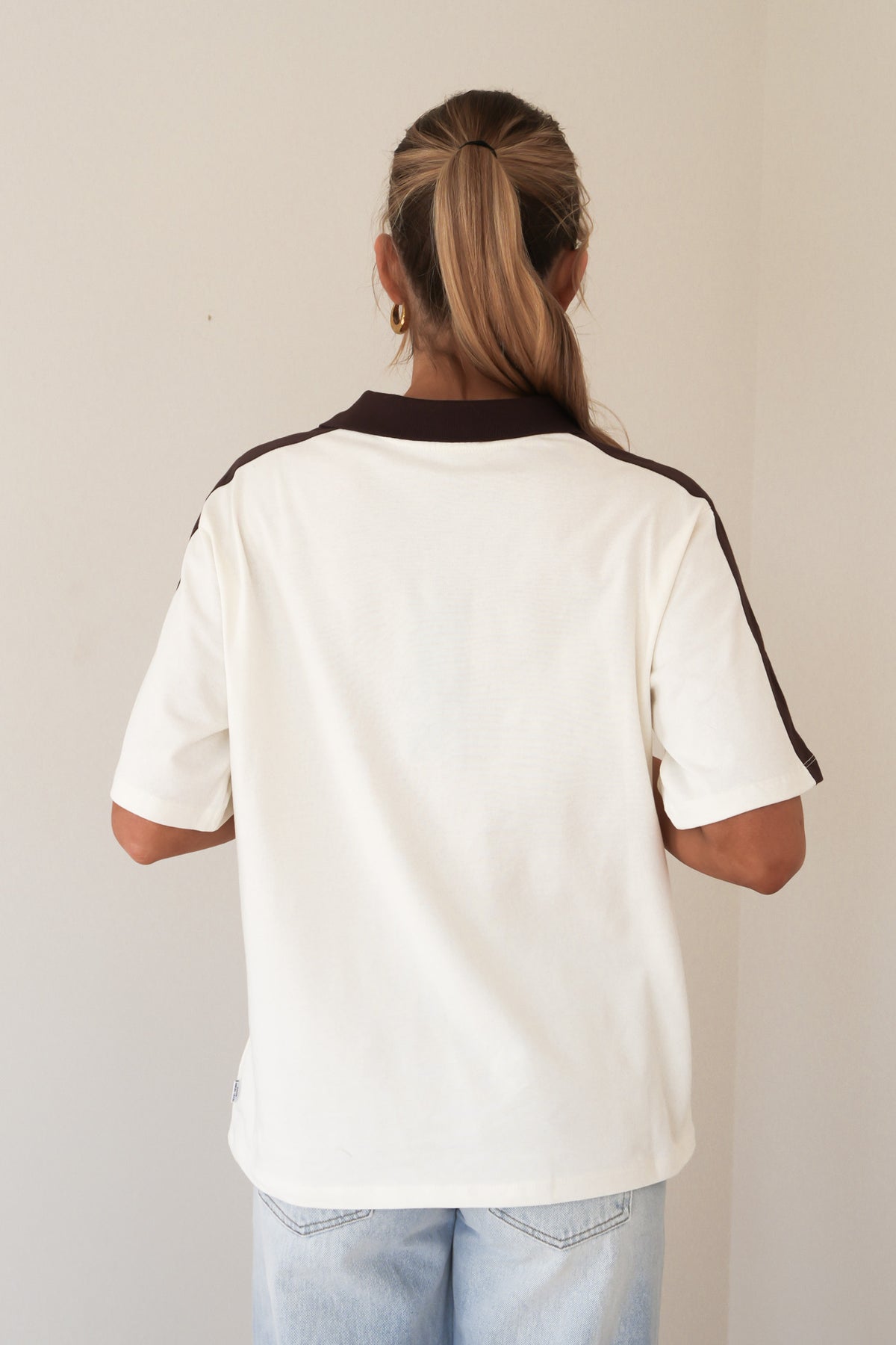 Harli Contrast Polo Tee Vintage White