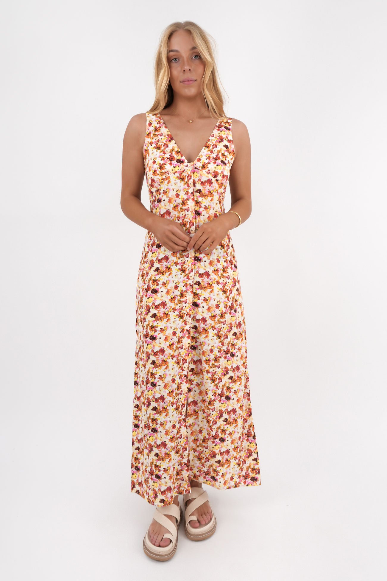 Haven Floral Maxi Dress Red