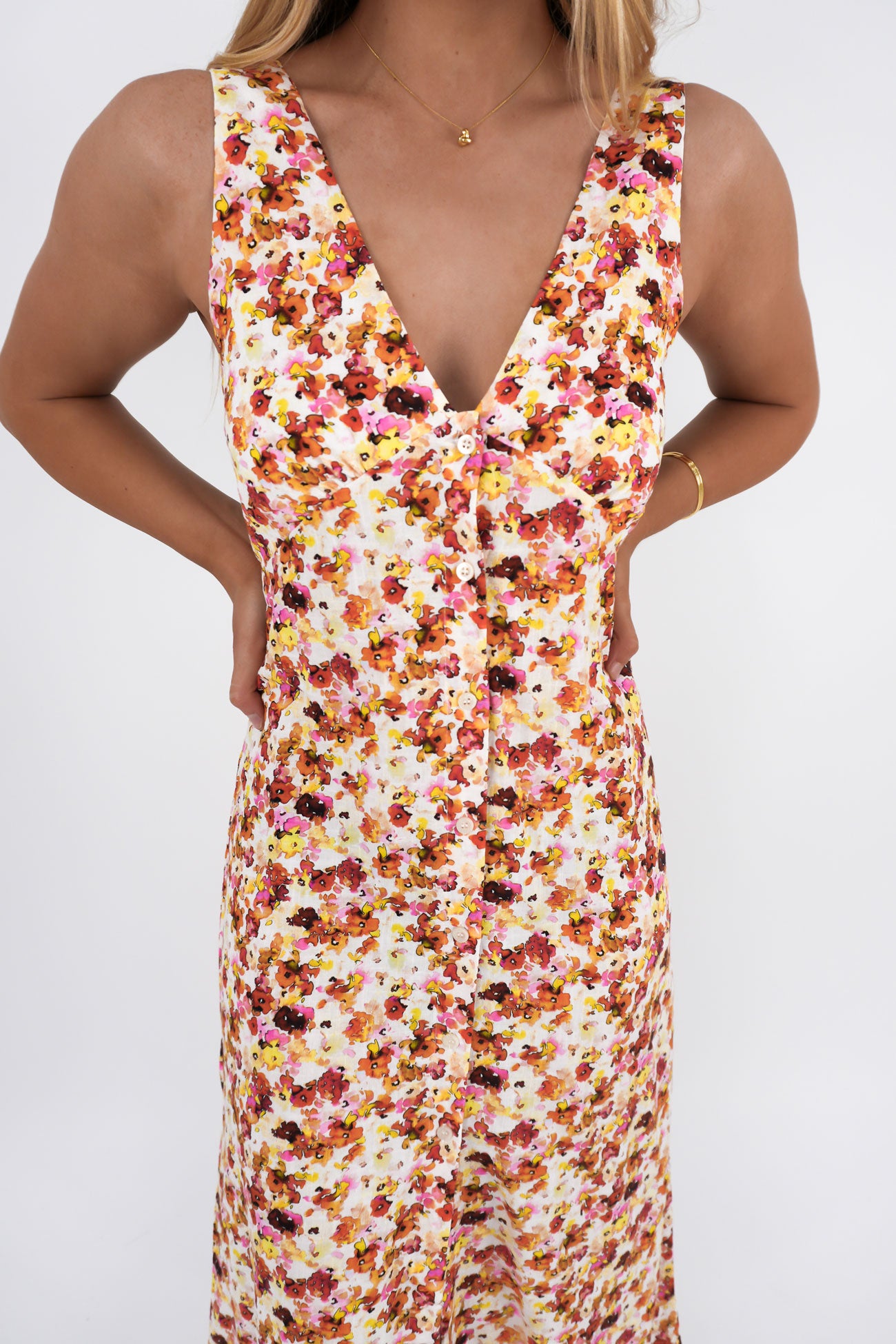 Haven Floral Maxi Dress Red