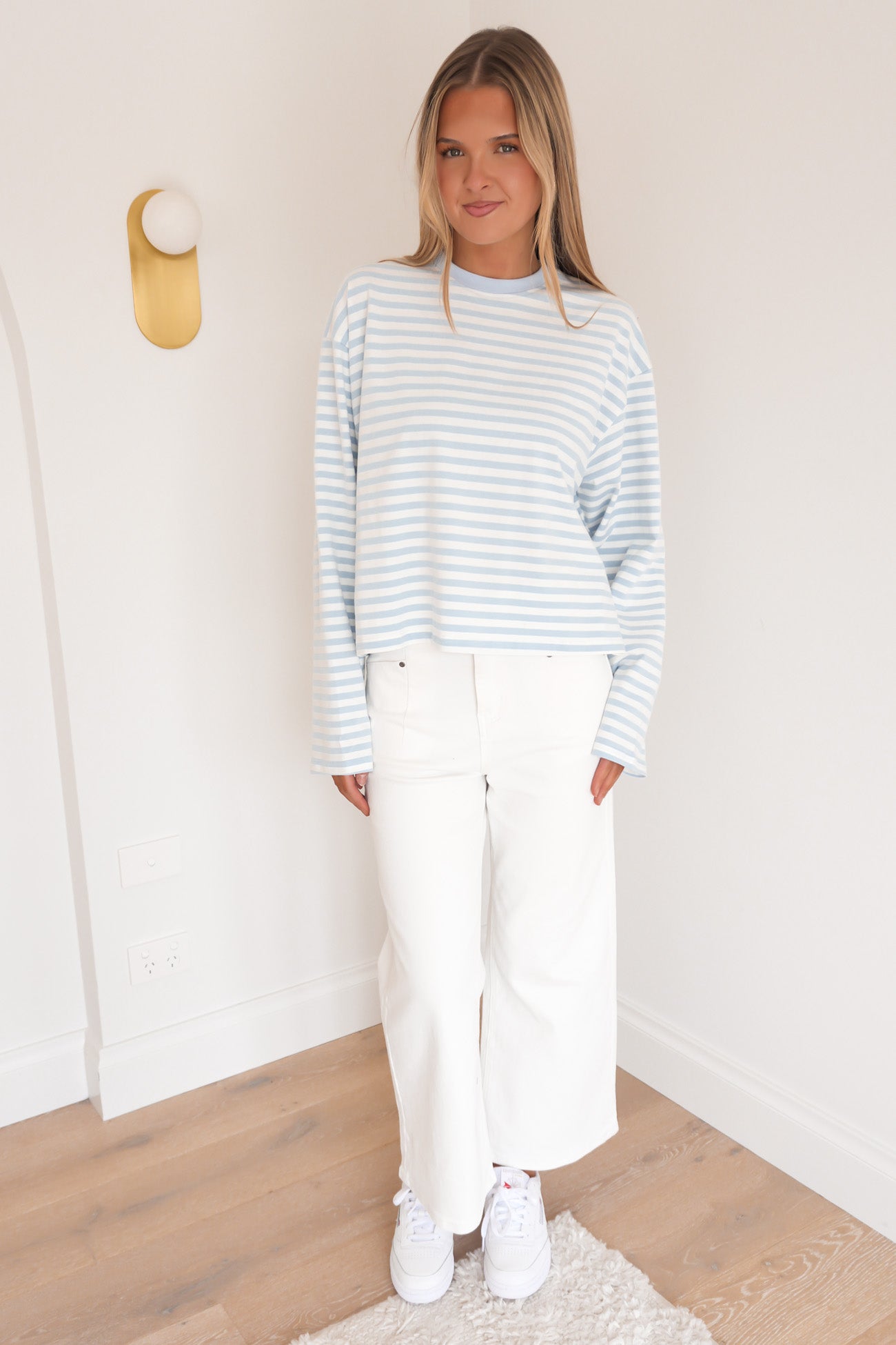 Haylee Long Sleeve Stripe Tee Blue