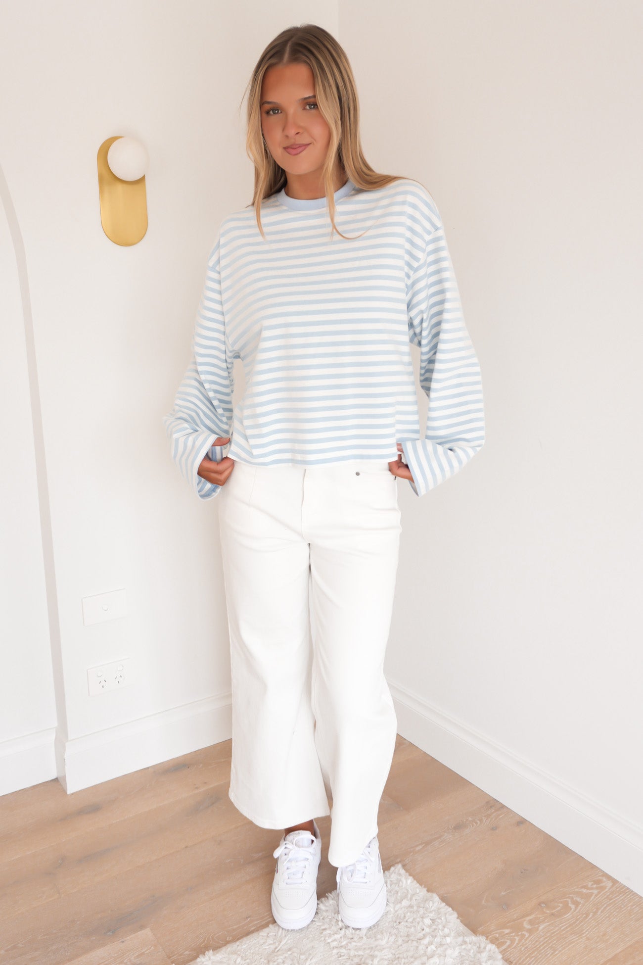 Haylee Long Sleeve Stripe Tee Blue