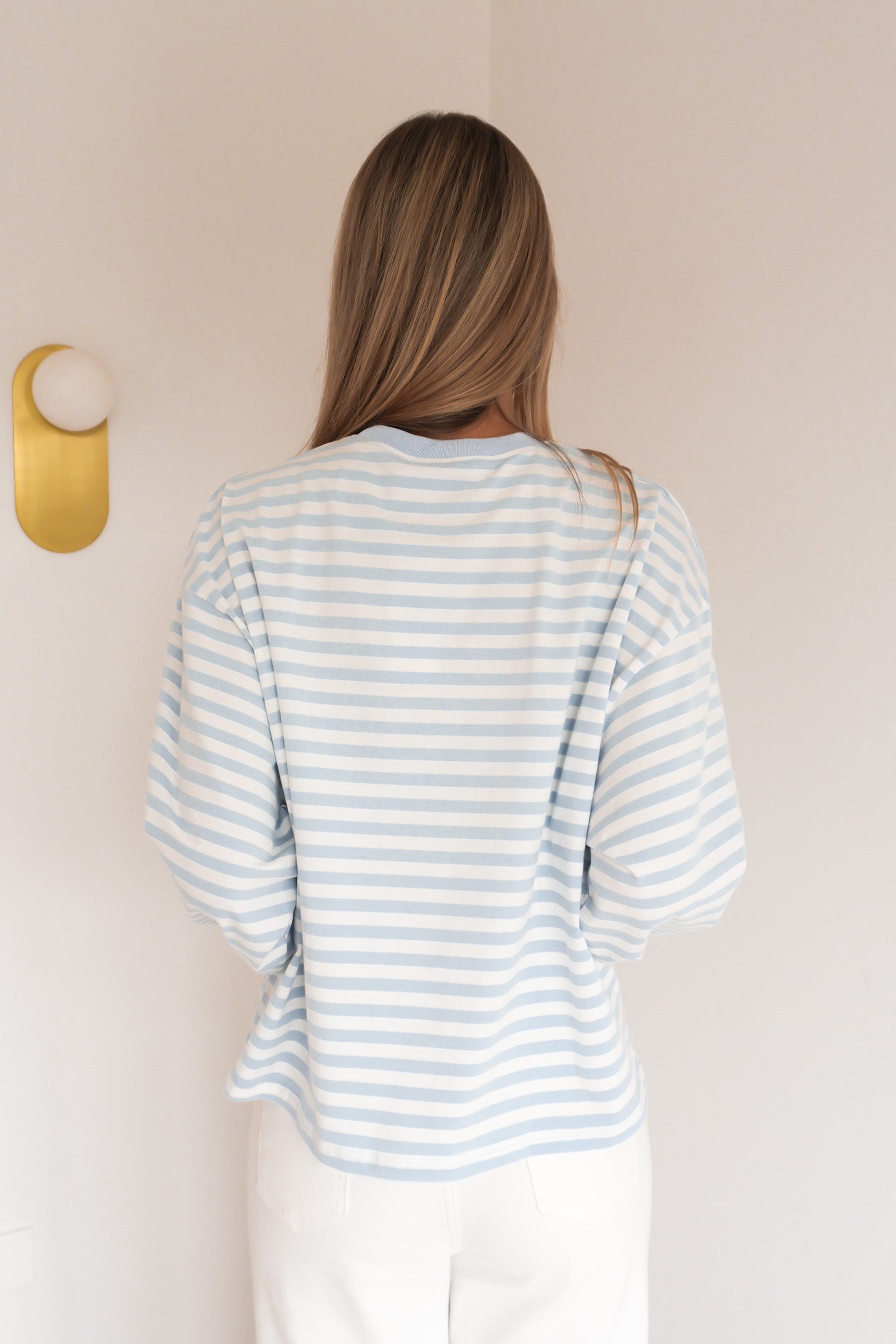 Haylee Long Sleeve Stripe Tee Blue