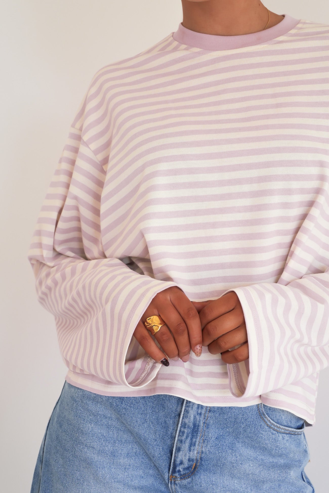 Haylee Long Sleeve Stripe Tee Blush