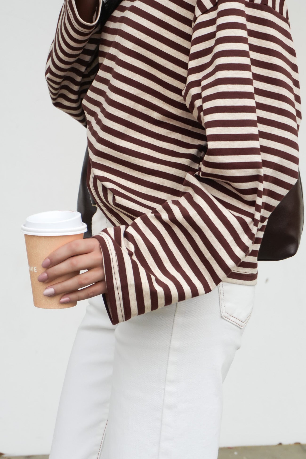 Haylee Long Sleeve Stripe Tee Brown