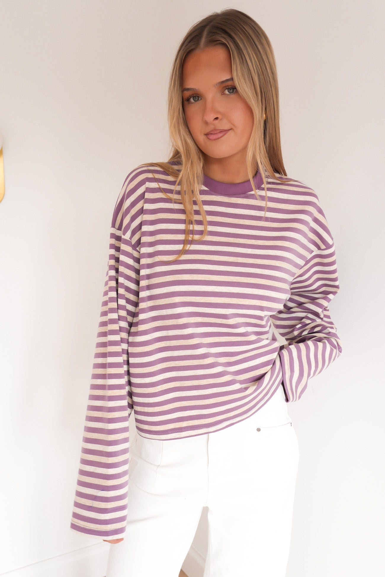 Haylee Long Sleeve Stripe Tee Purple