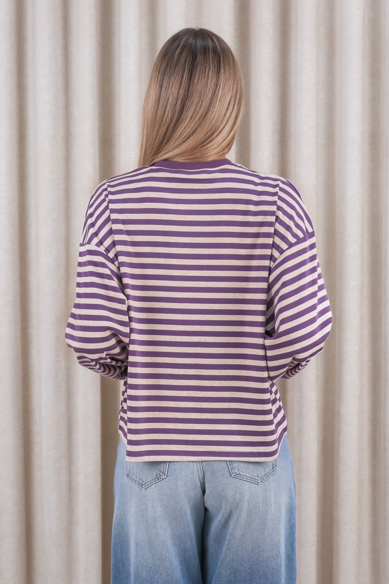 Haylee Long Sleeve Stripe Tee Purple