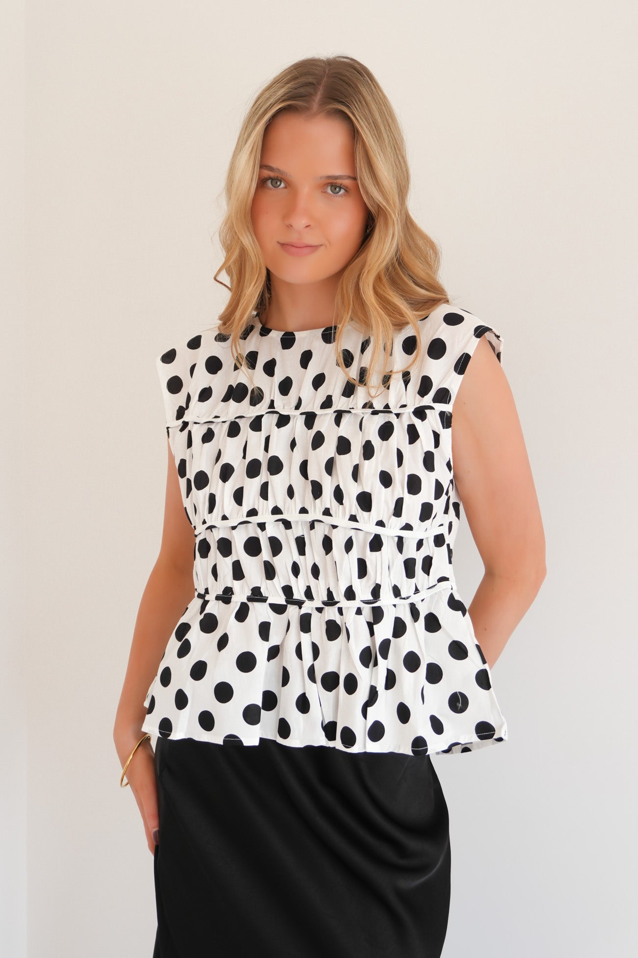 Hayley Top White Polka Dot