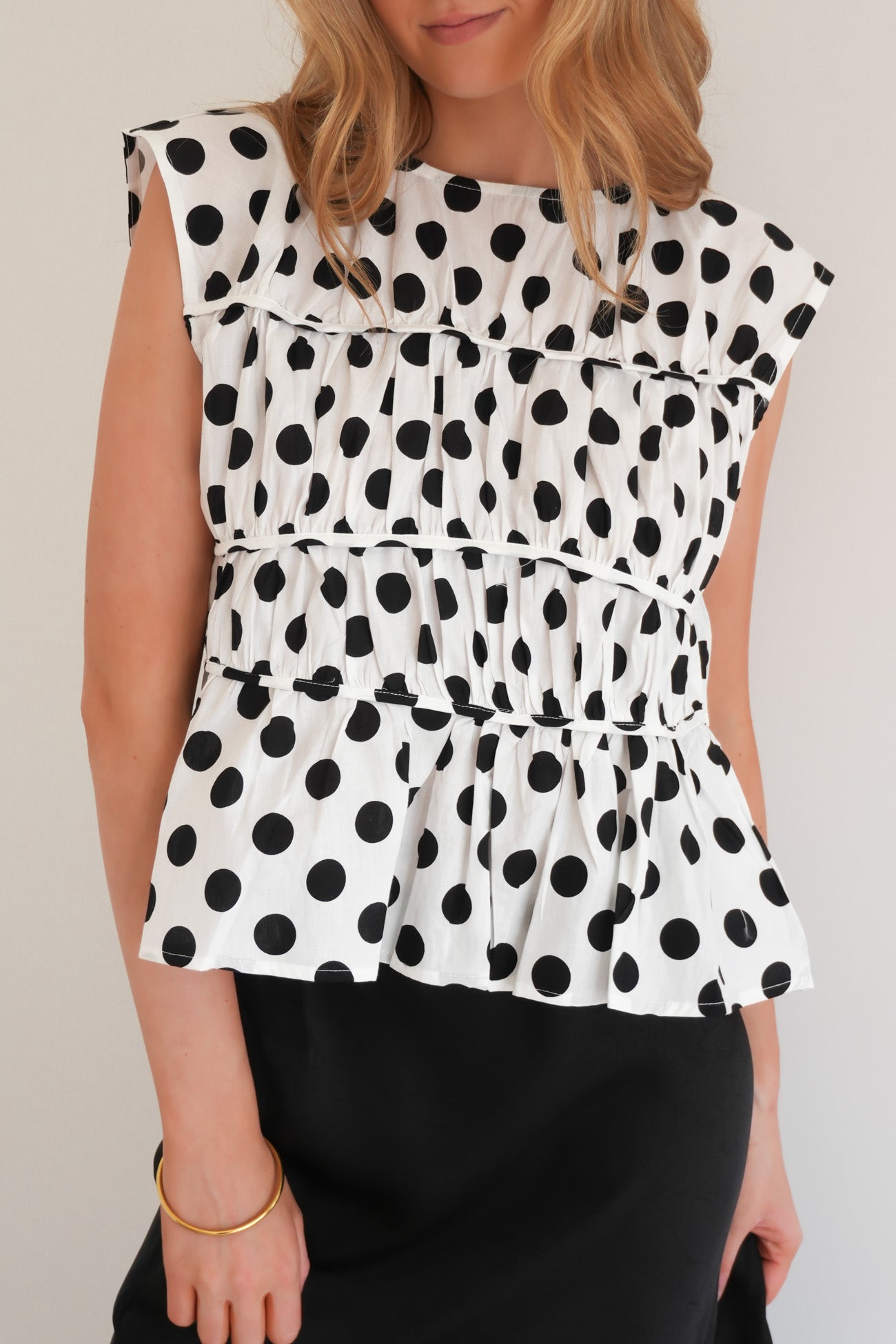 Hayley Top White Polka Dot