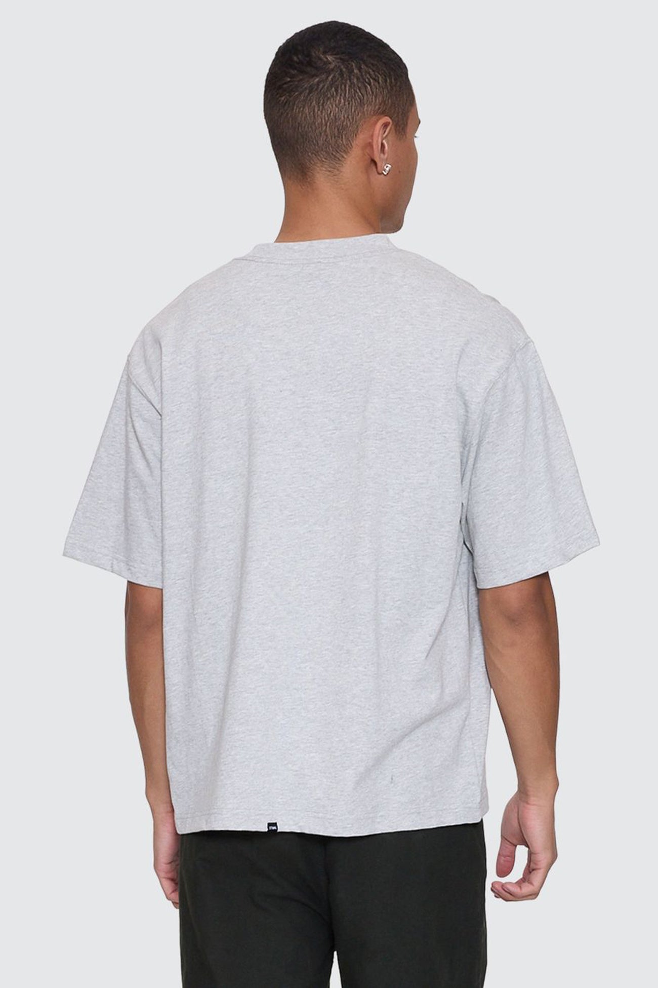 Victory Embro Box Fit Oversize Cropped Contrast Stitch Tee Snow Marle