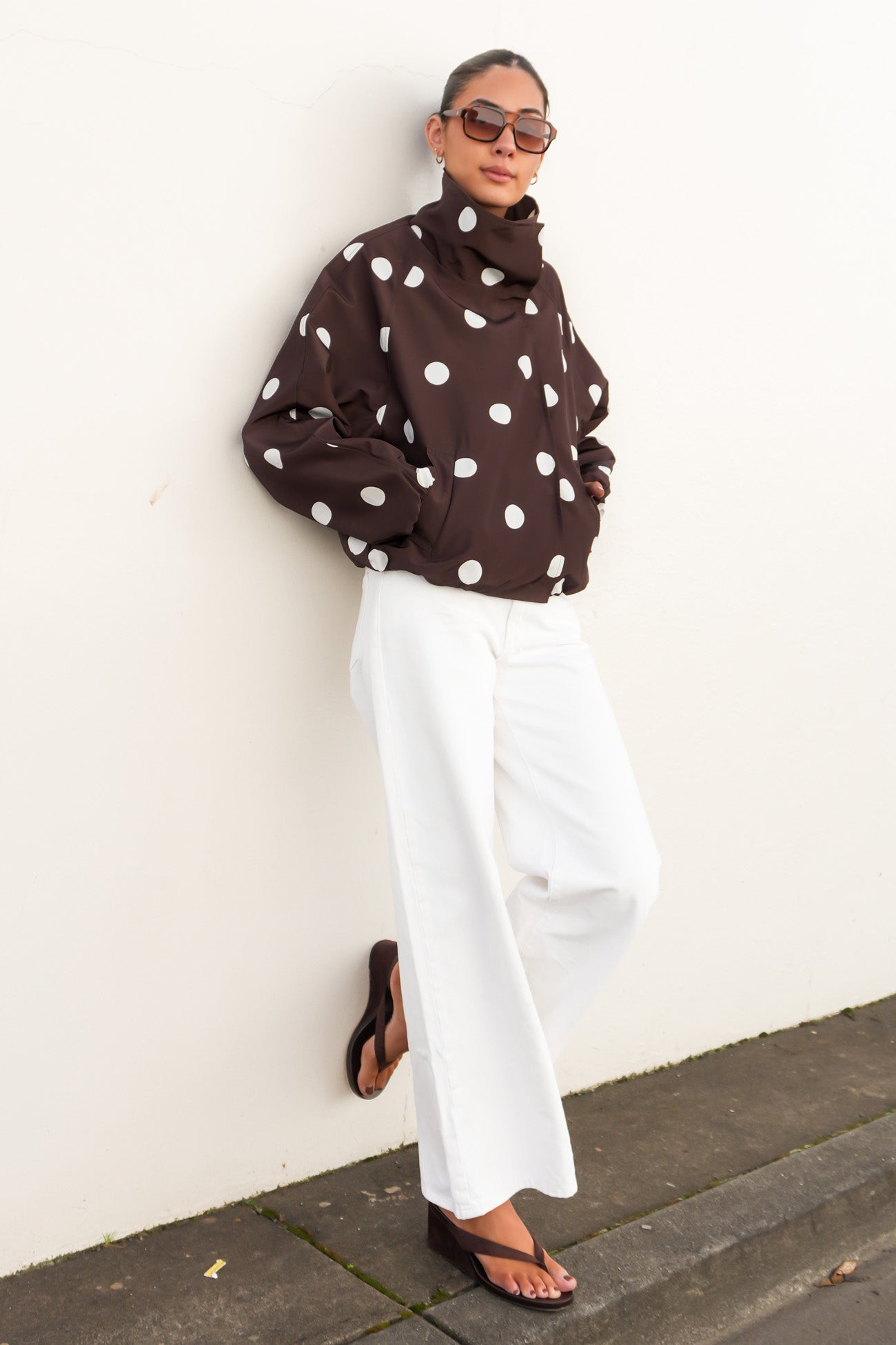 Heidi Jacket Brown Polka Dot