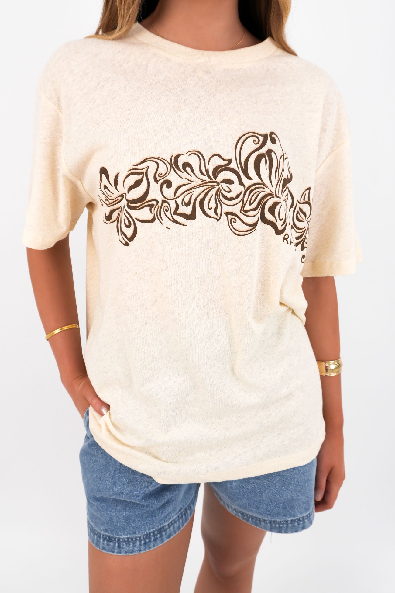 Hibiscus Oversized T-Shirt Stone