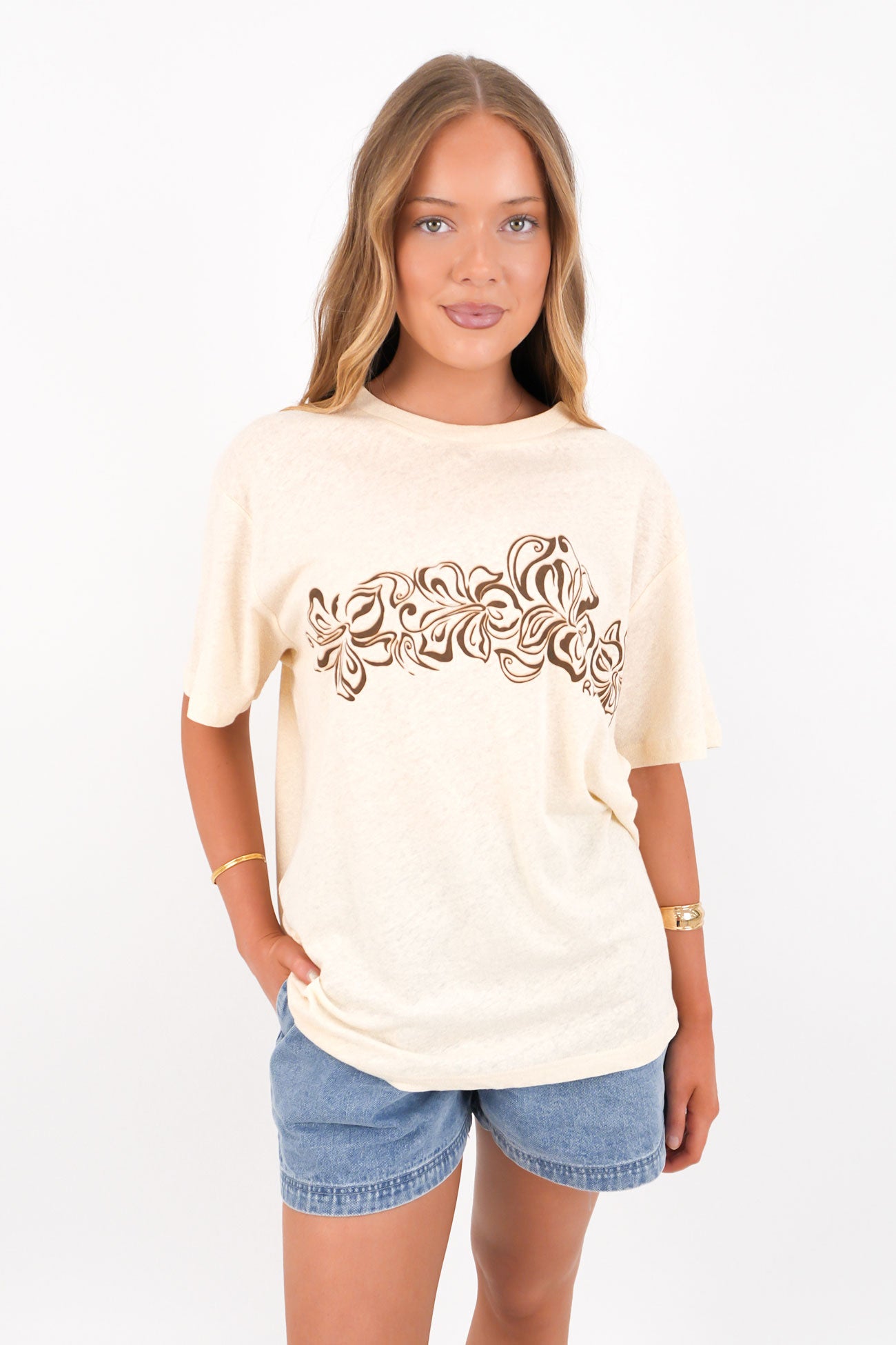 Hibiscus Oversized T-Shirt Stone