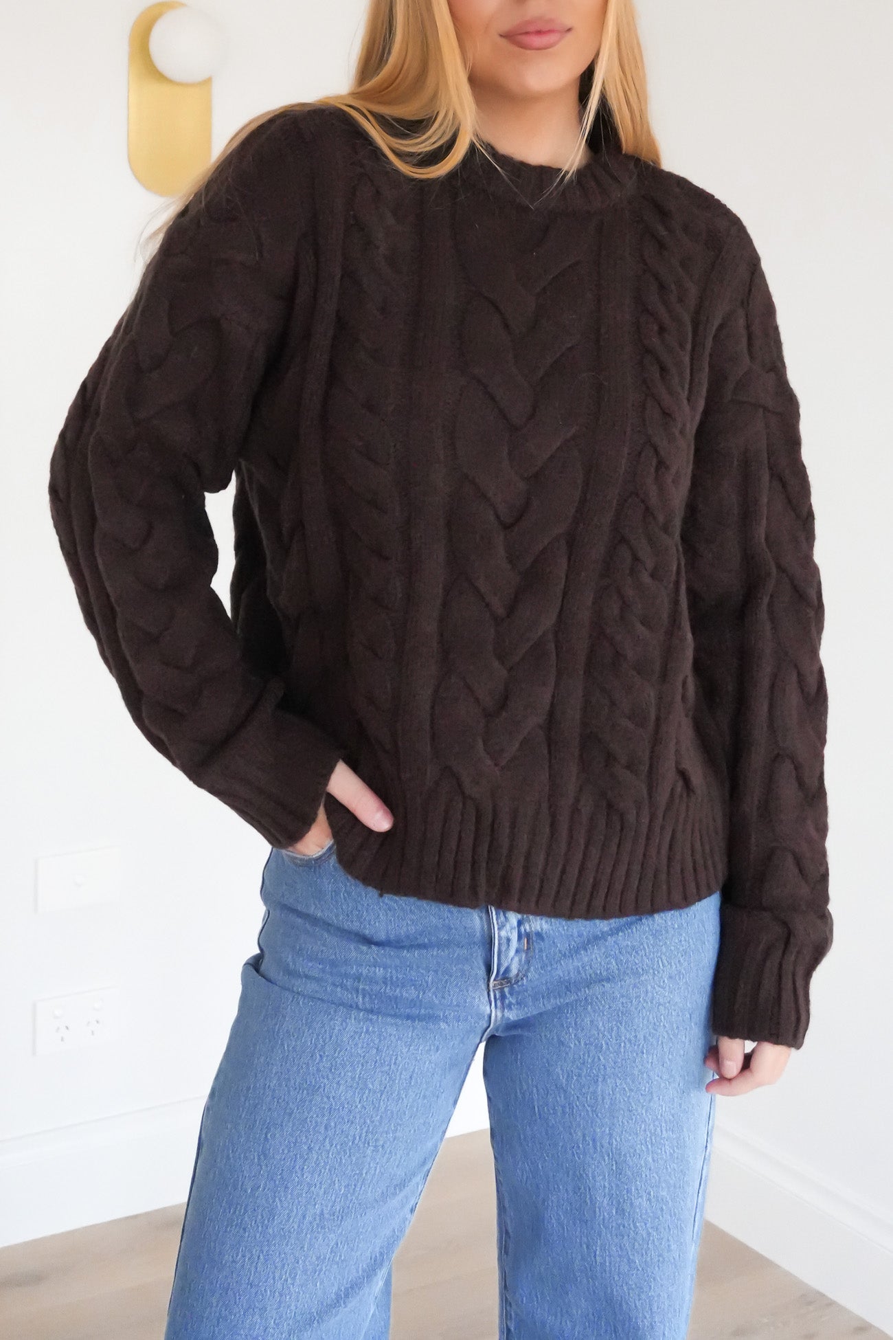 Higgins Cable Knit Brown