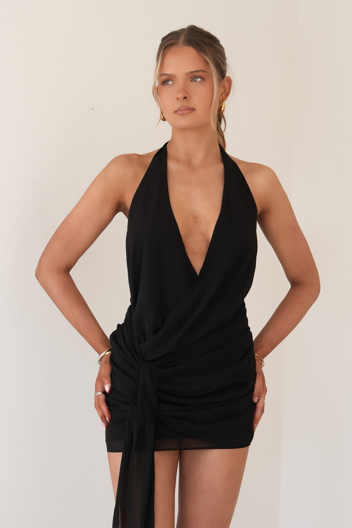 Hope Halter Mini Dress Black