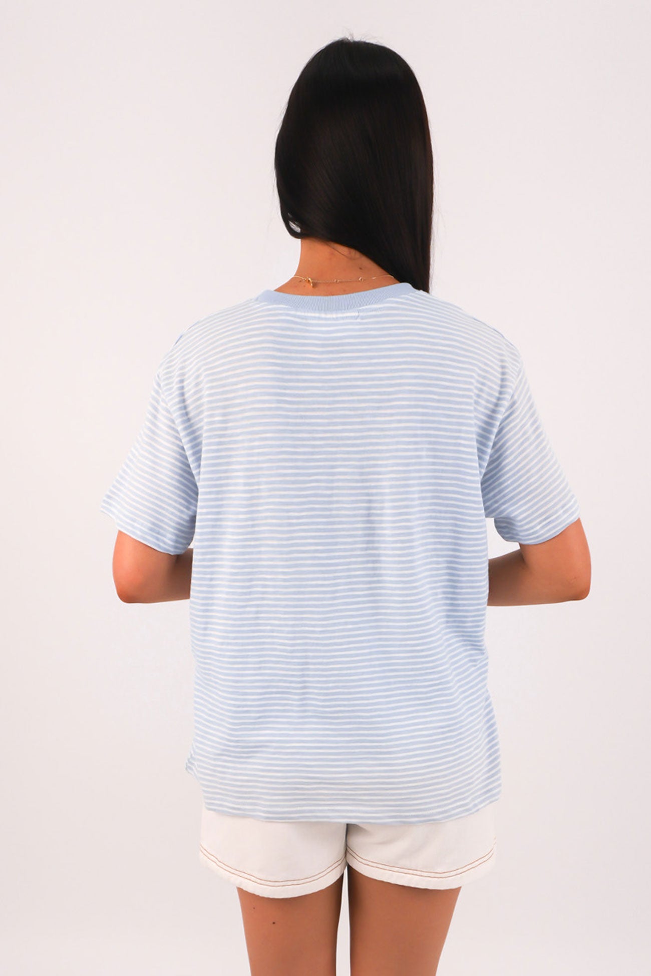 Hutch Stripe Tee Cerulean White