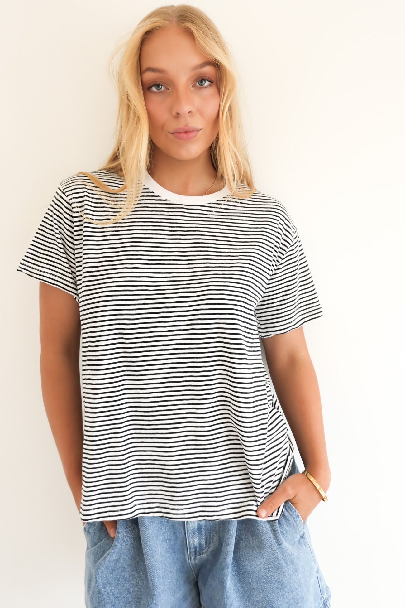 Hutch Stripe Tee White