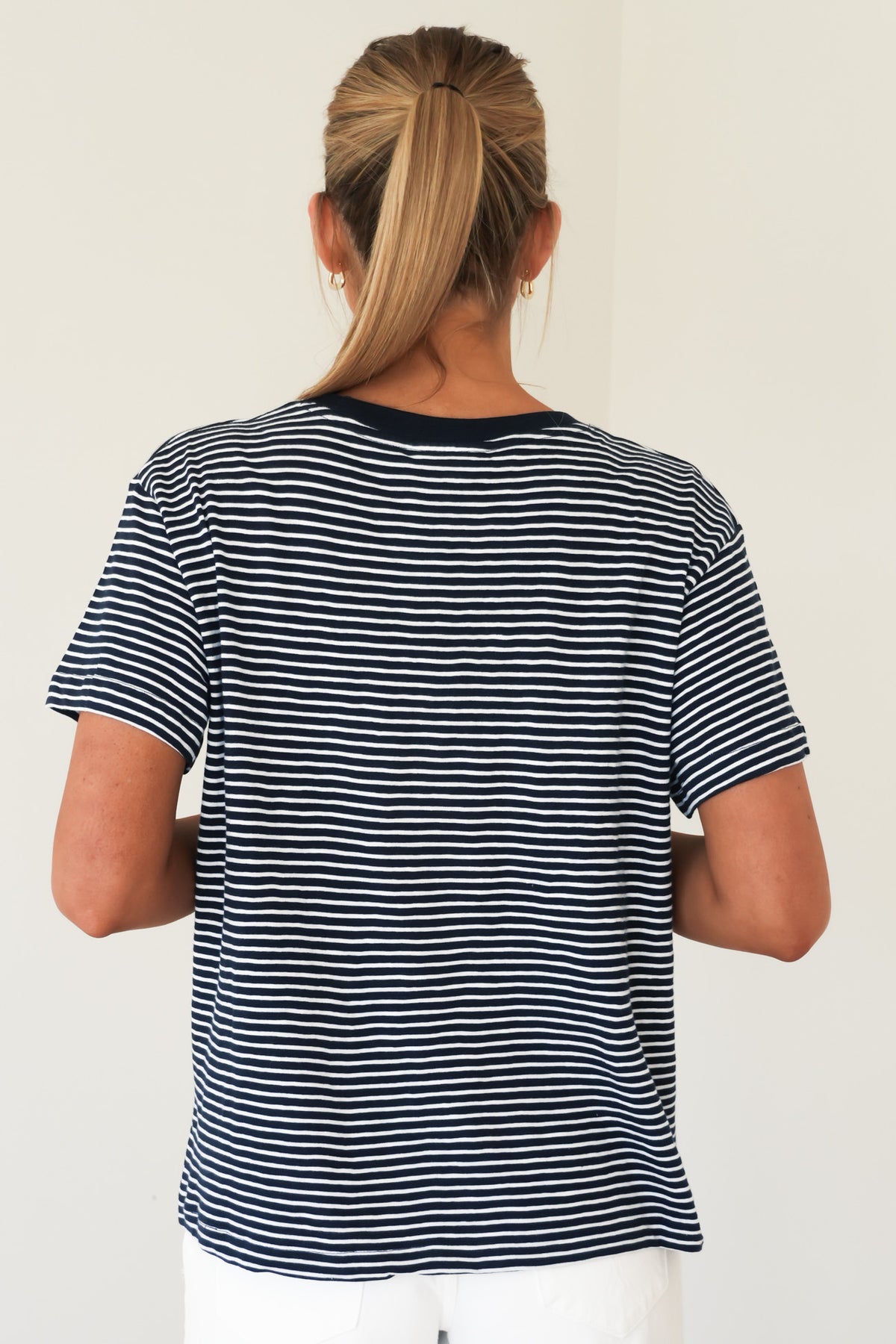 Hutch Stripe Tee Navy White Stripe