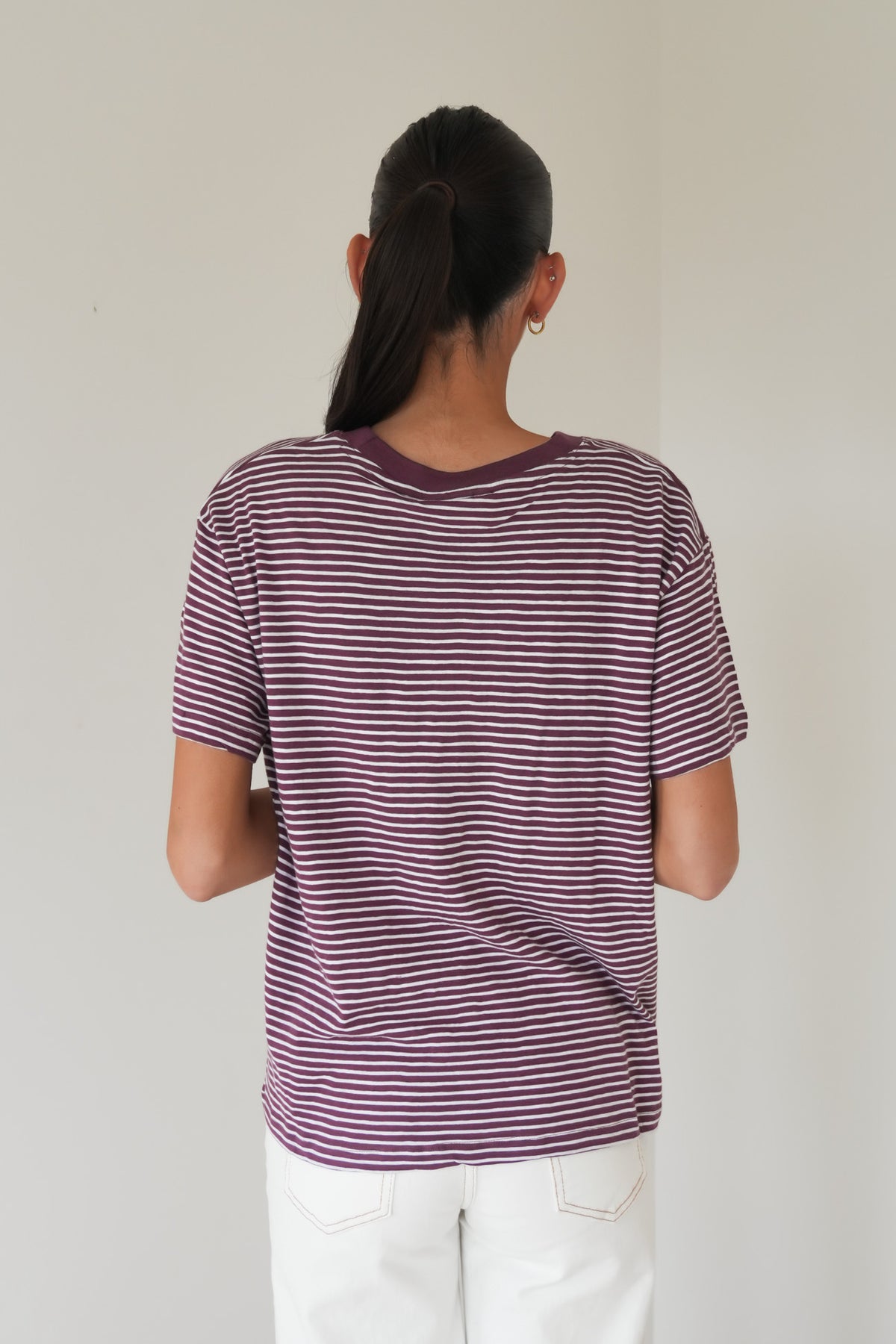 Hutch Stripe Tee Plum White
