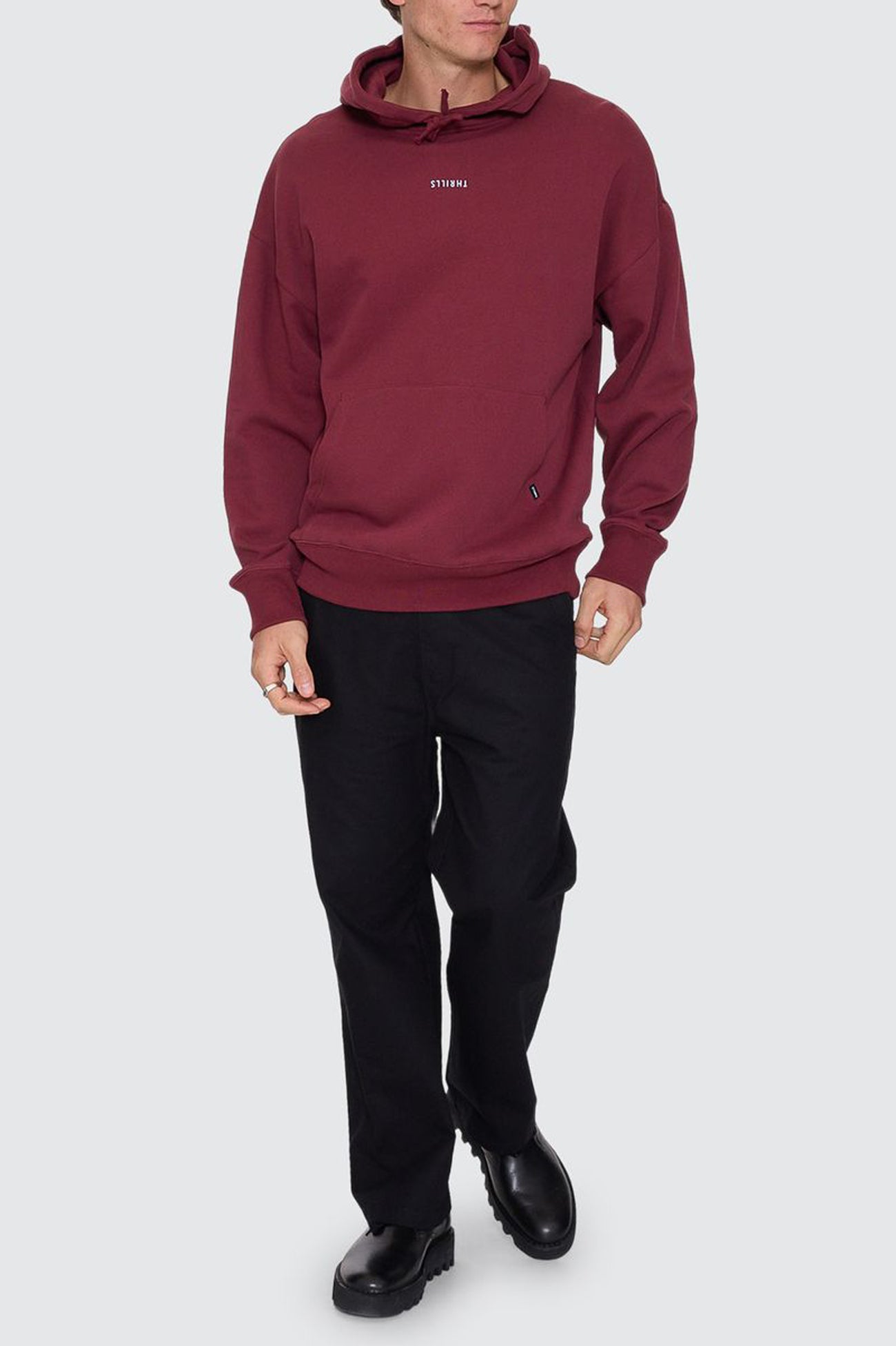 Minimal Thrills Slouch Pull On Hood New Maroon