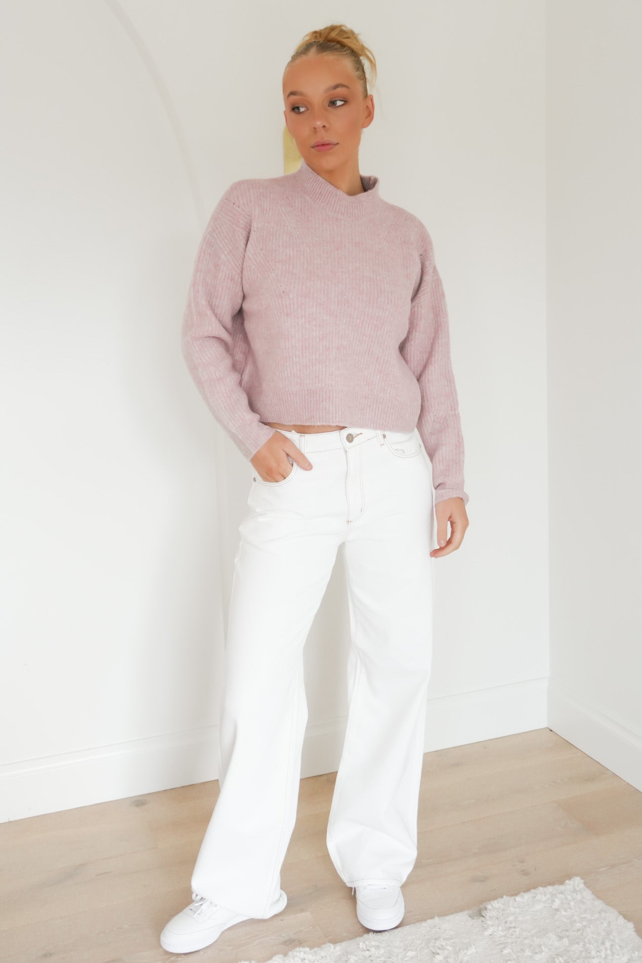Innes Pointelle Jumper Pink Marle