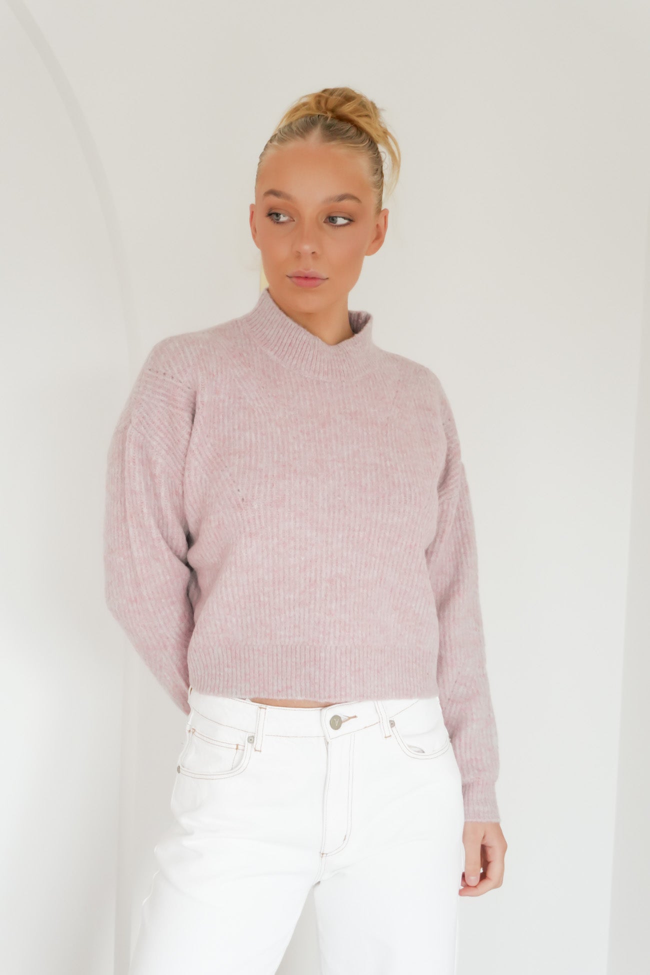 Innes Pointelle Jumper Pink Marle