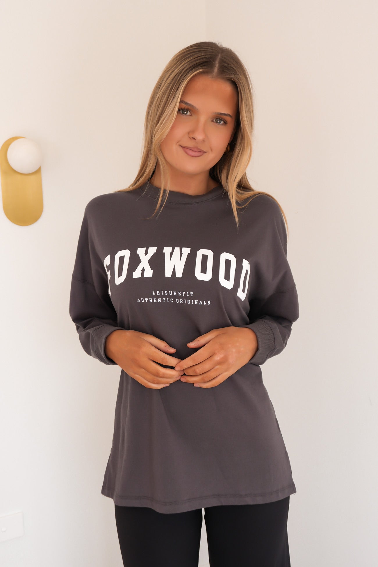 Interval Long Sleeve Charcoal White Stripe