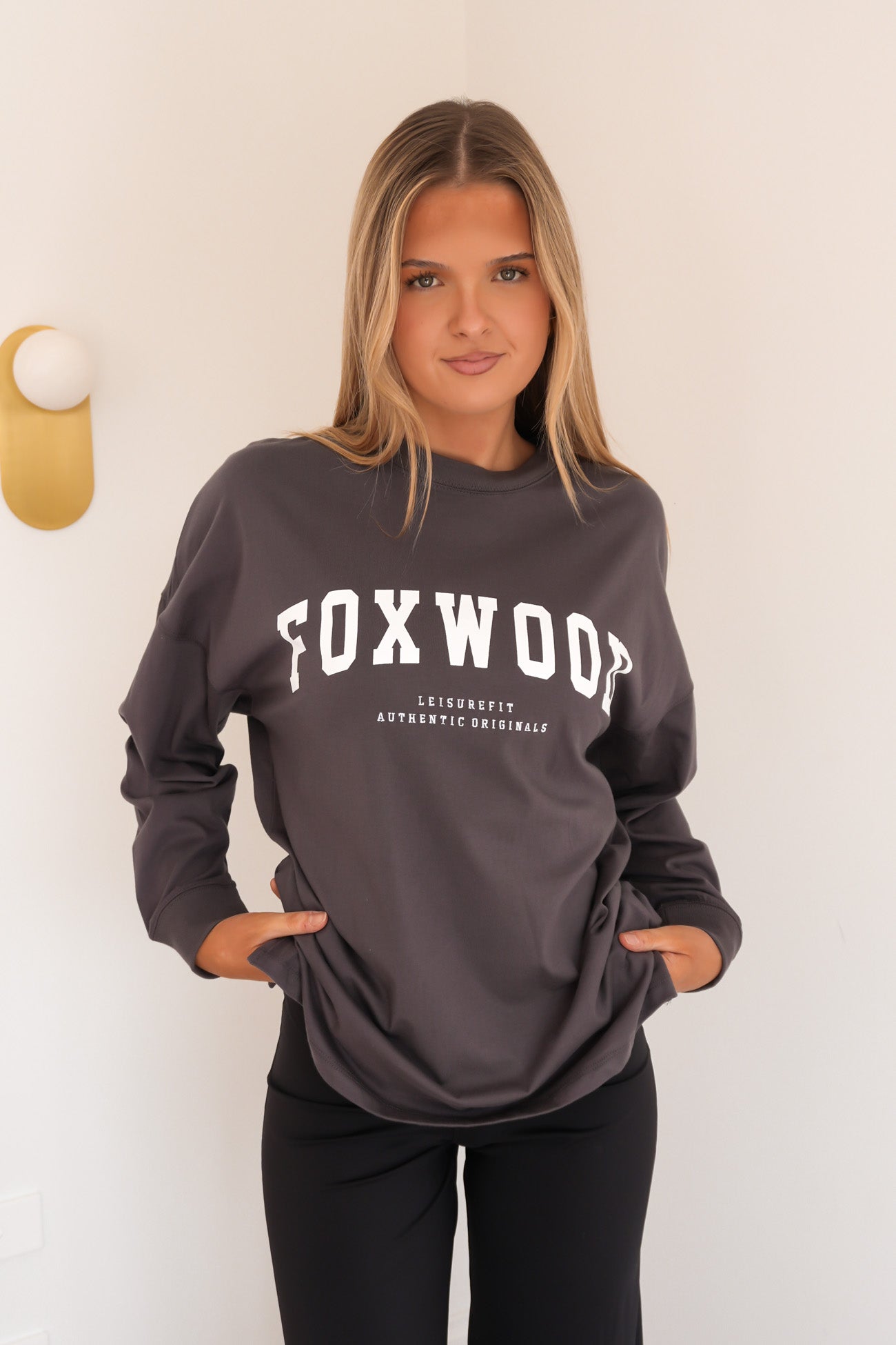 Interval Long Sleeve Charcoal White Stripe