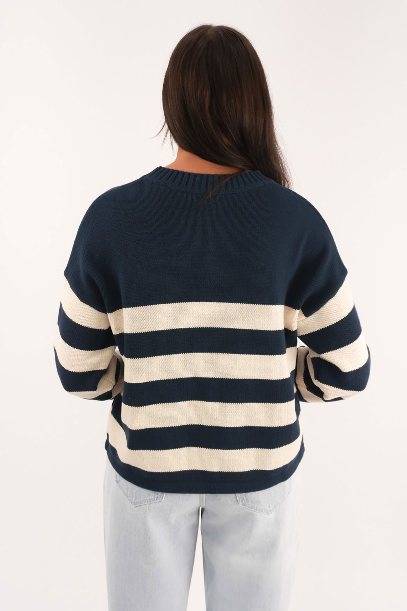 Ivy Stripe Sweater Moody Blue