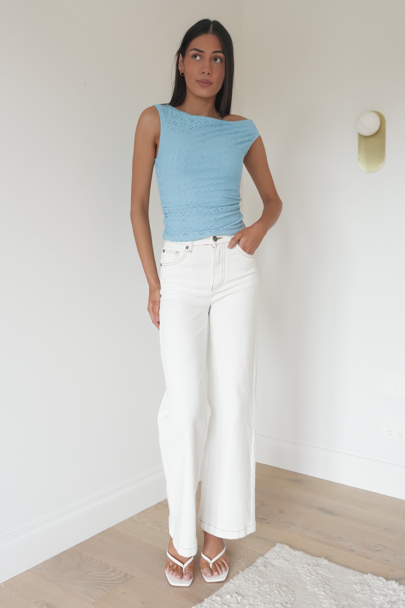 Ivy Off Shoulder Top Blue