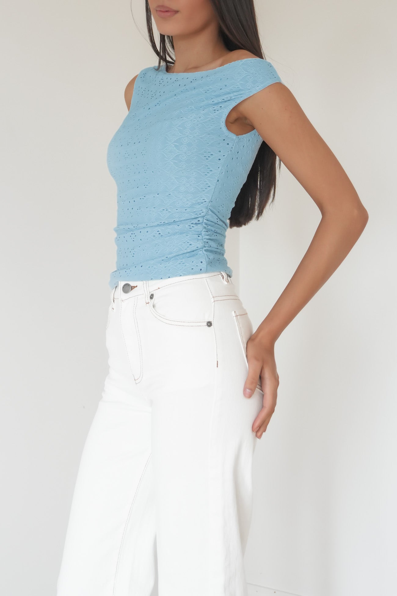 Ivy Off Shoulder Top Blue
