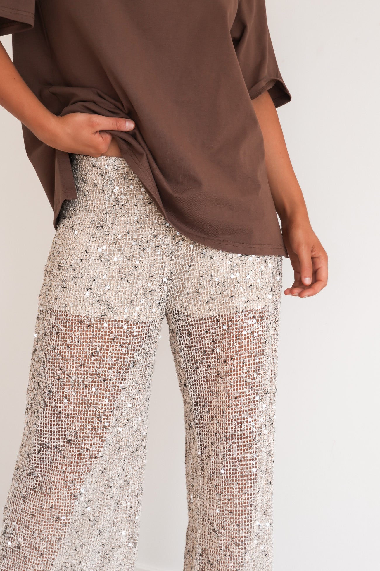 Jacinda Sequin Pant Beige