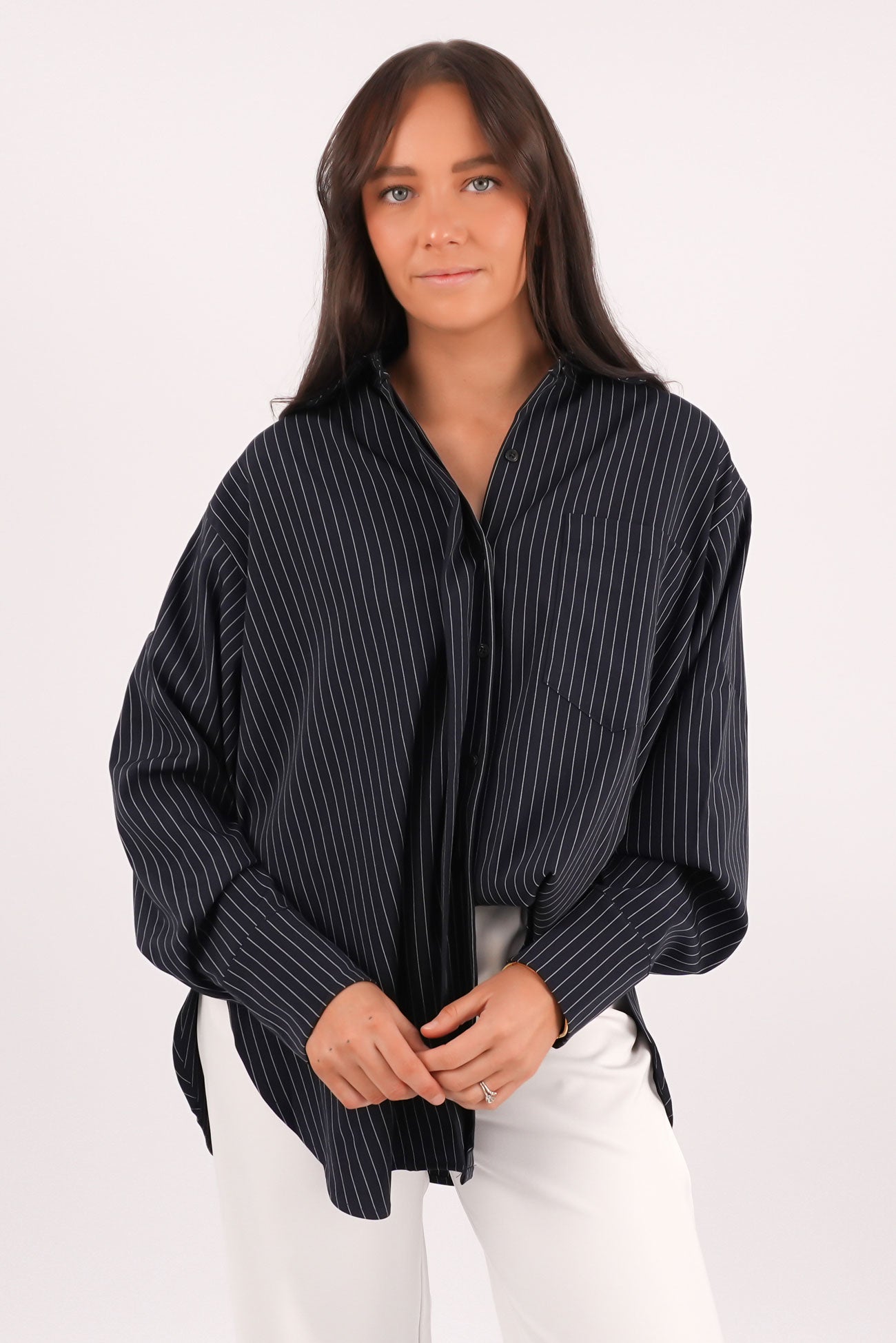 Jackson Shirt Navy Pinstripe