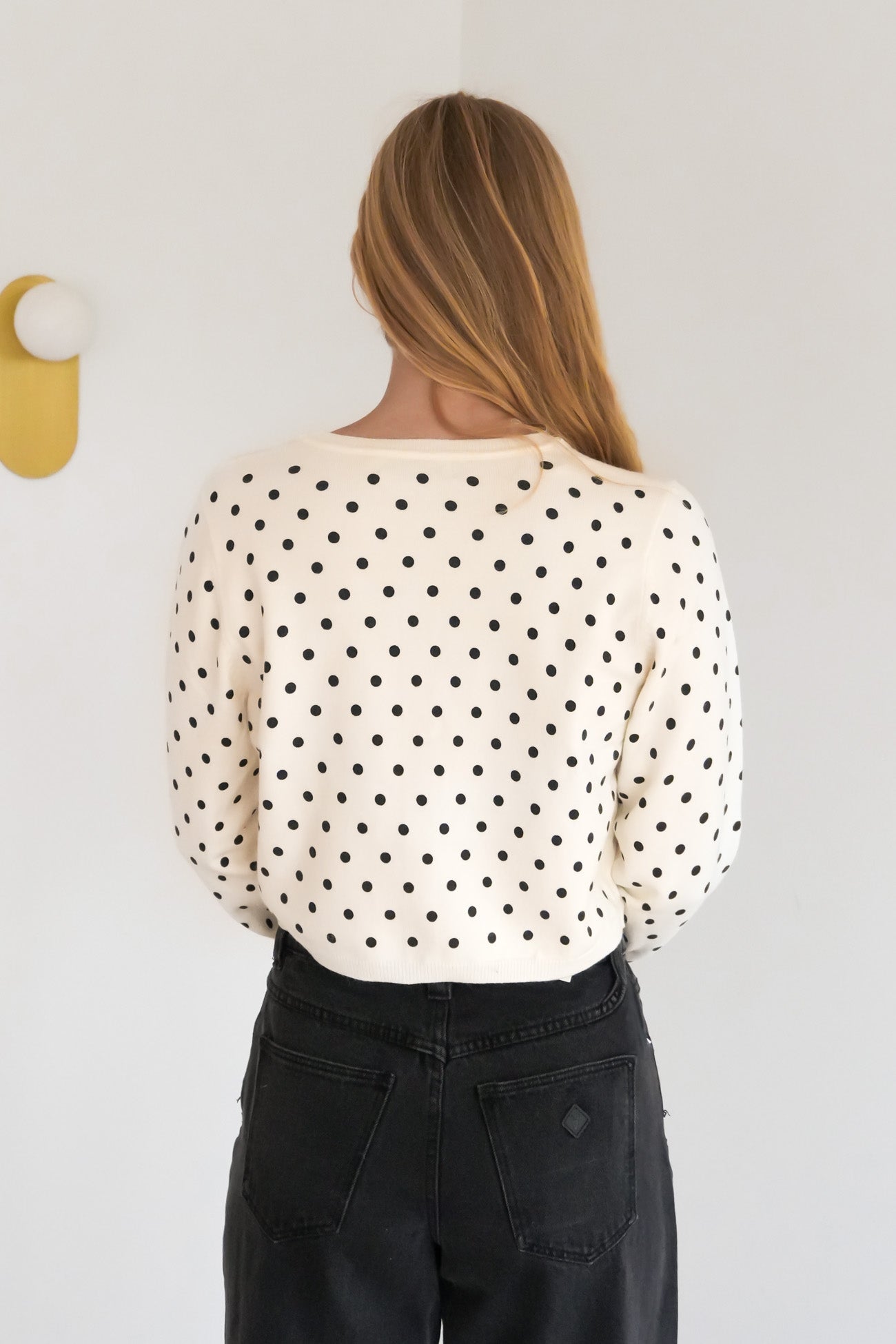 Jaclyn Cardigan Cream Polka Dot