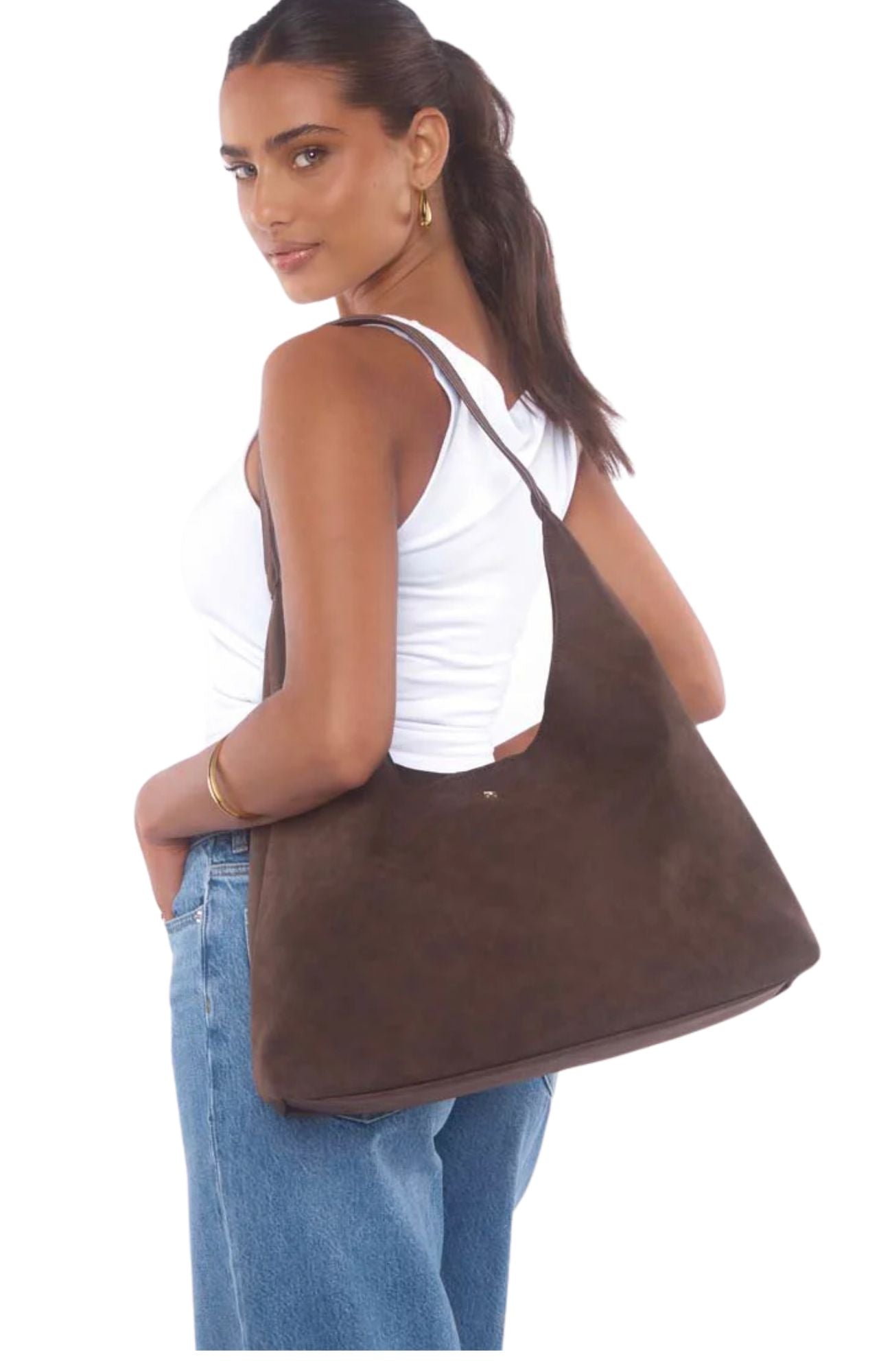 Jami Bag Chocolate Faux Suede