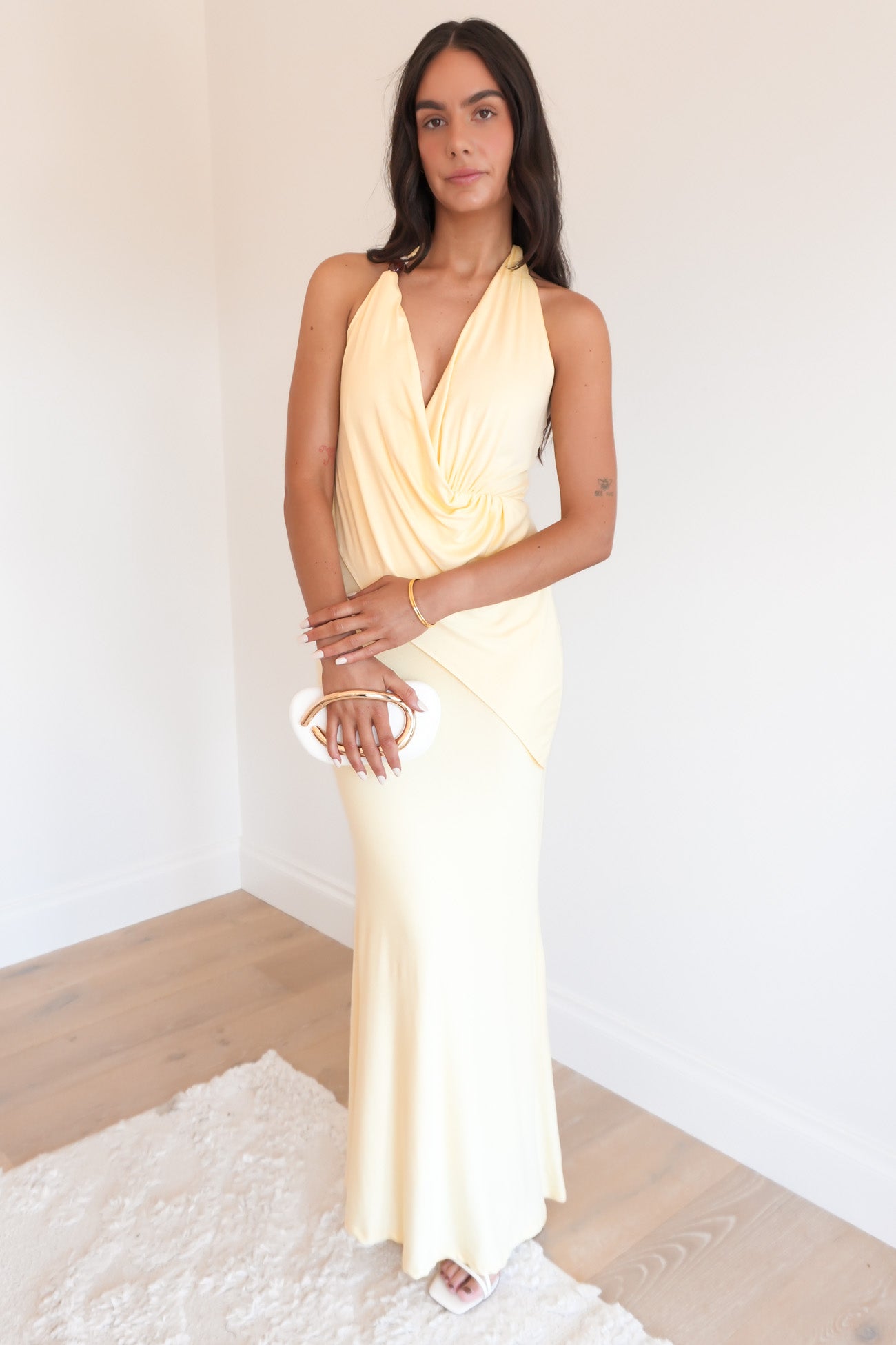 Jane Halter Maxi Dress Lemon