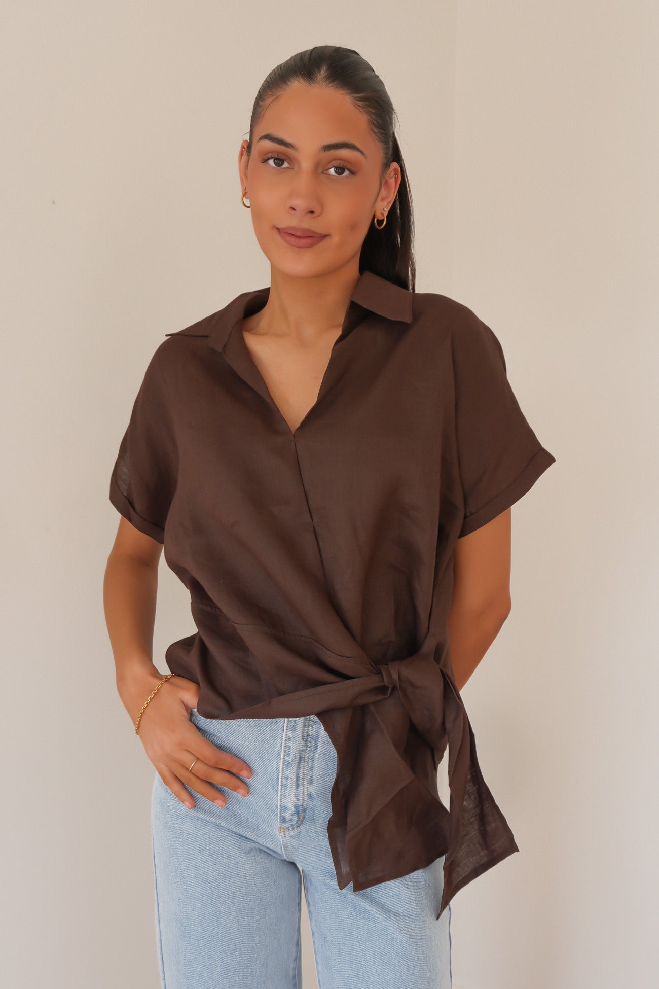 Janelle Tie Top Chocolate