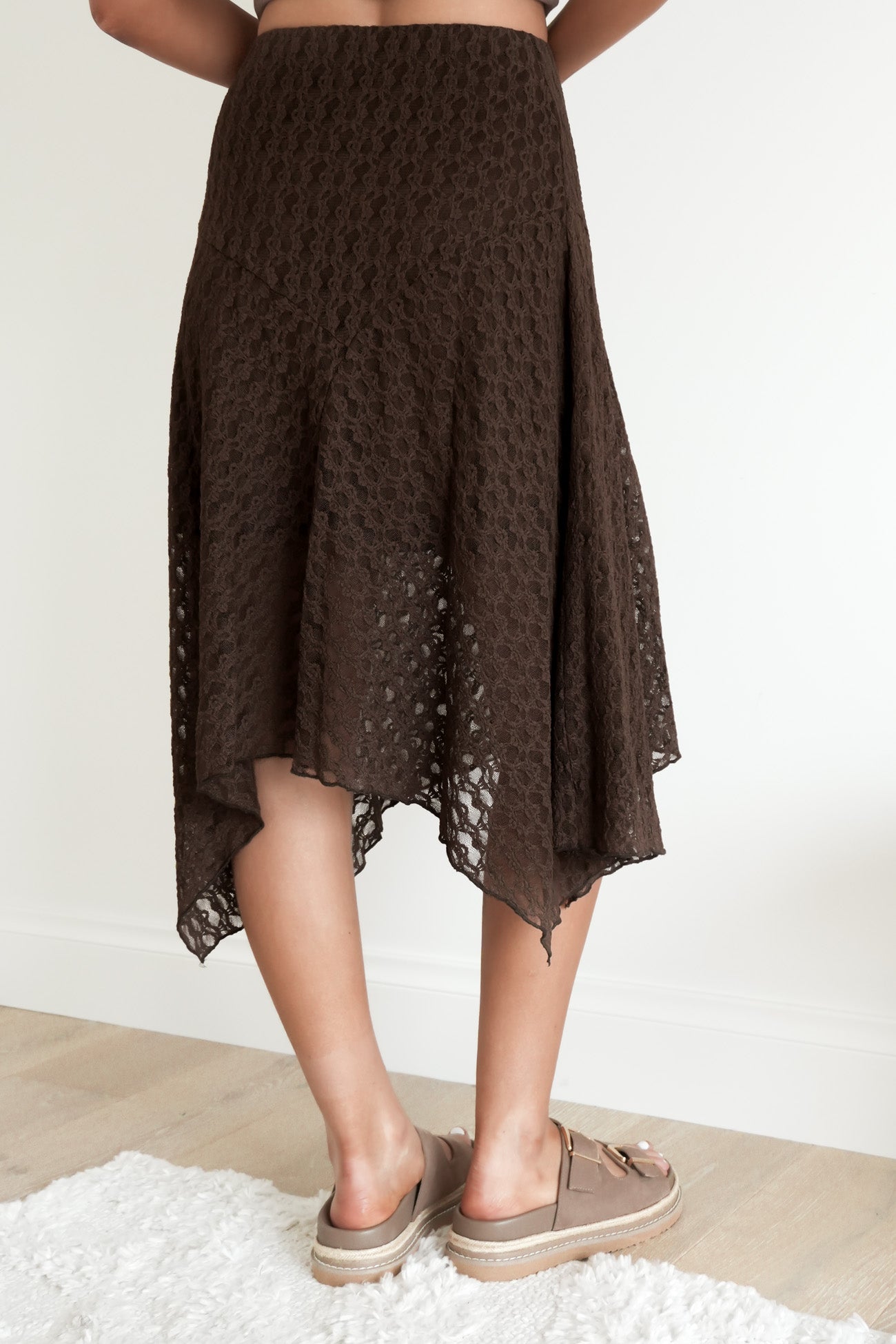 Jayde Lace Midi Skirt Brown