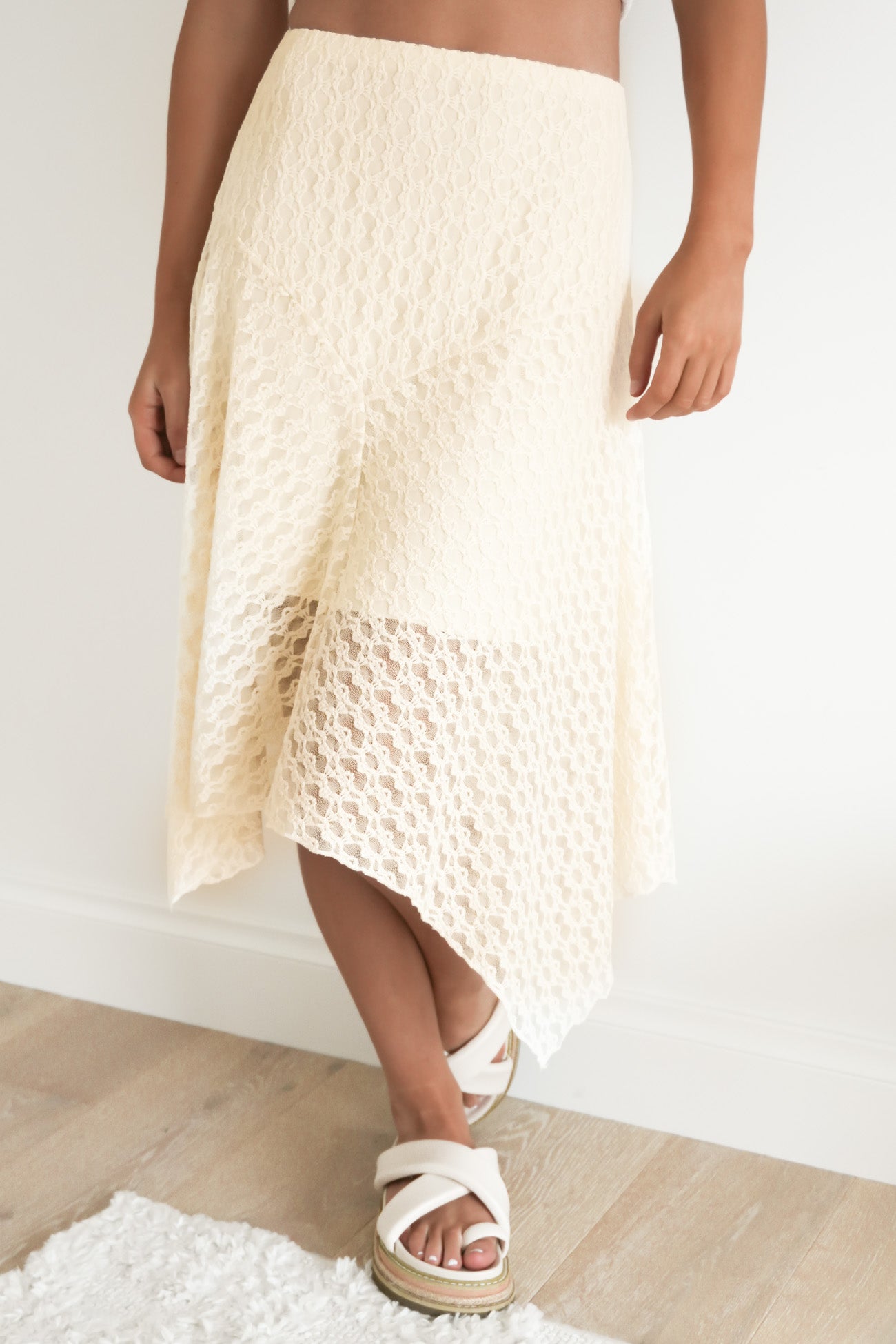 Jayde Lace Midi Skirt Cream