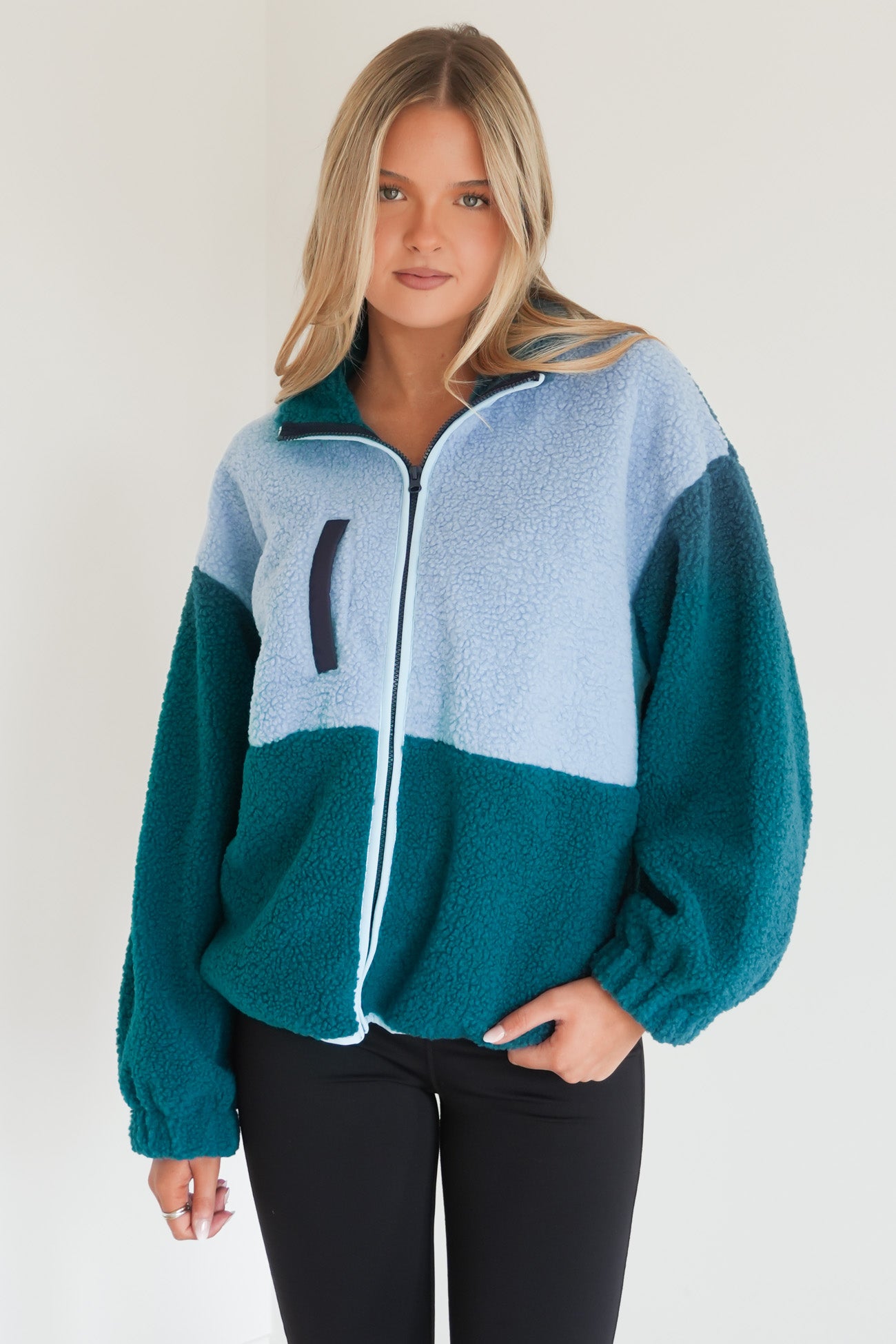 Jayne Fleece Jacket Teal Green Blue