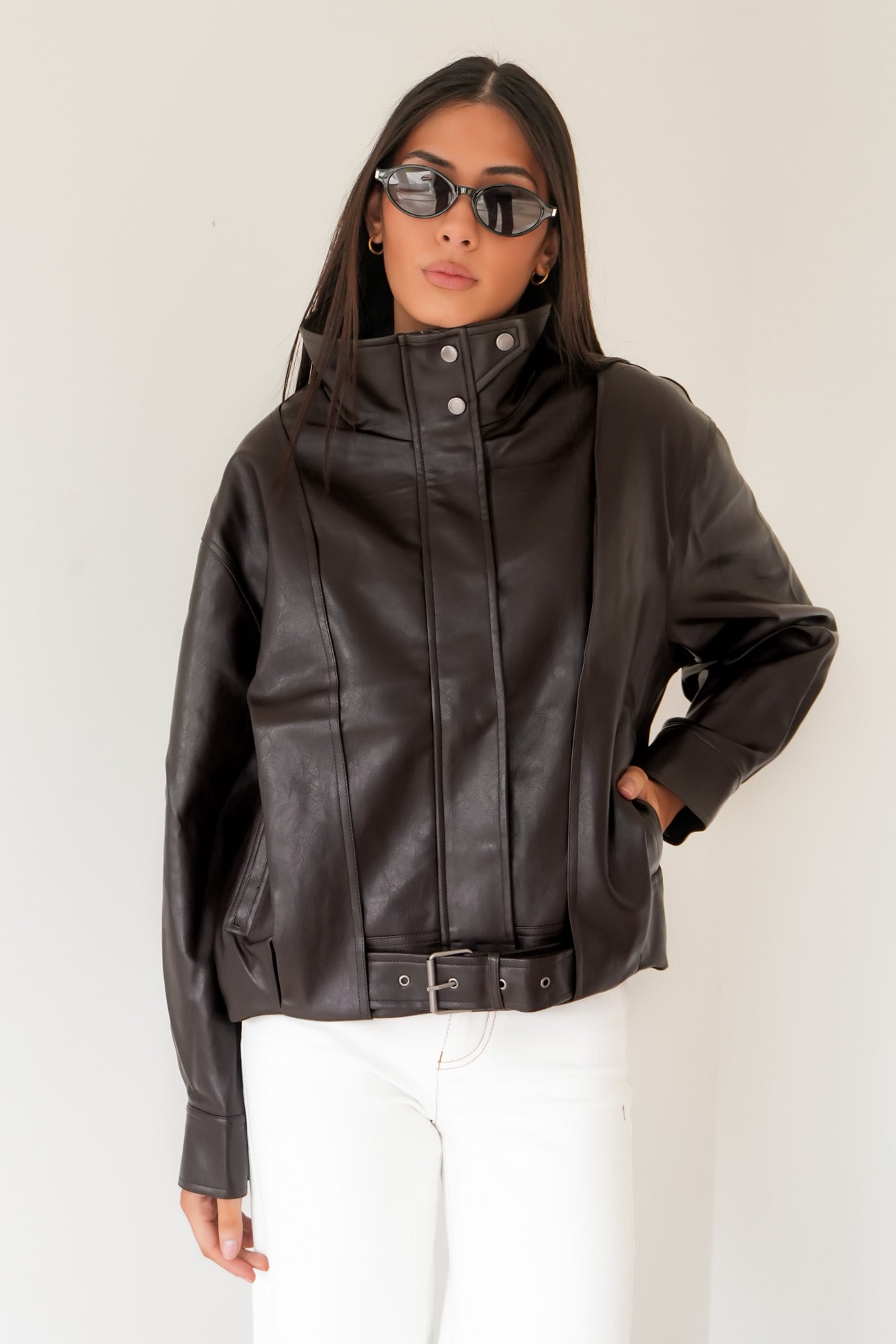 Jaynee Funnel Neck Jacket Chocolate