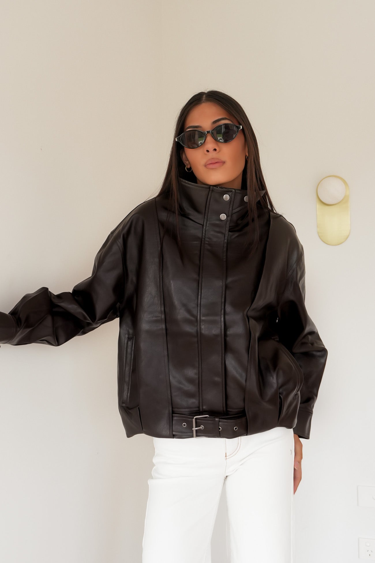 Jaynee Funnel Neck Jacket Chocolate