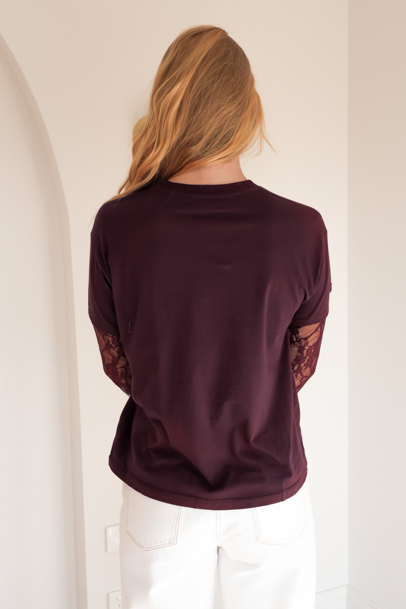 Jazmin Lace Long Sleeve Tee Plum