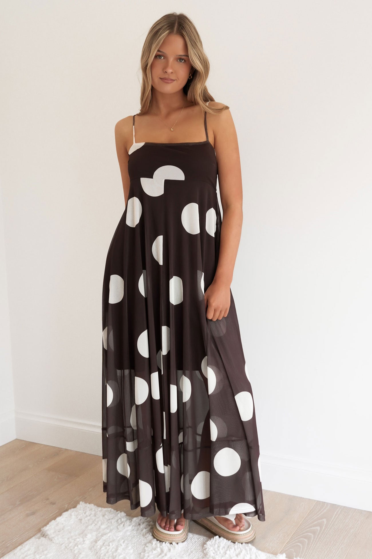 Jeane Maxi Dress Chocolate Polka Dot