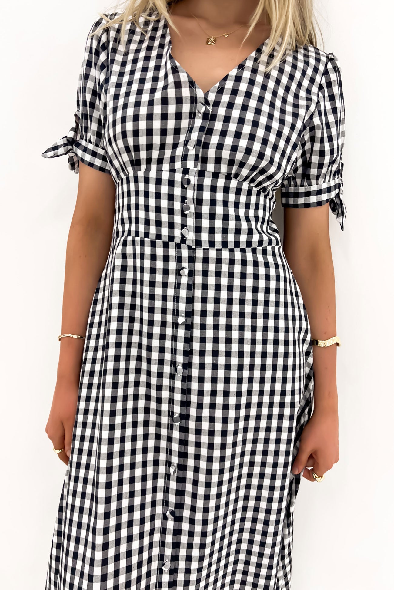 Jessa Midi Dress Black Gingham