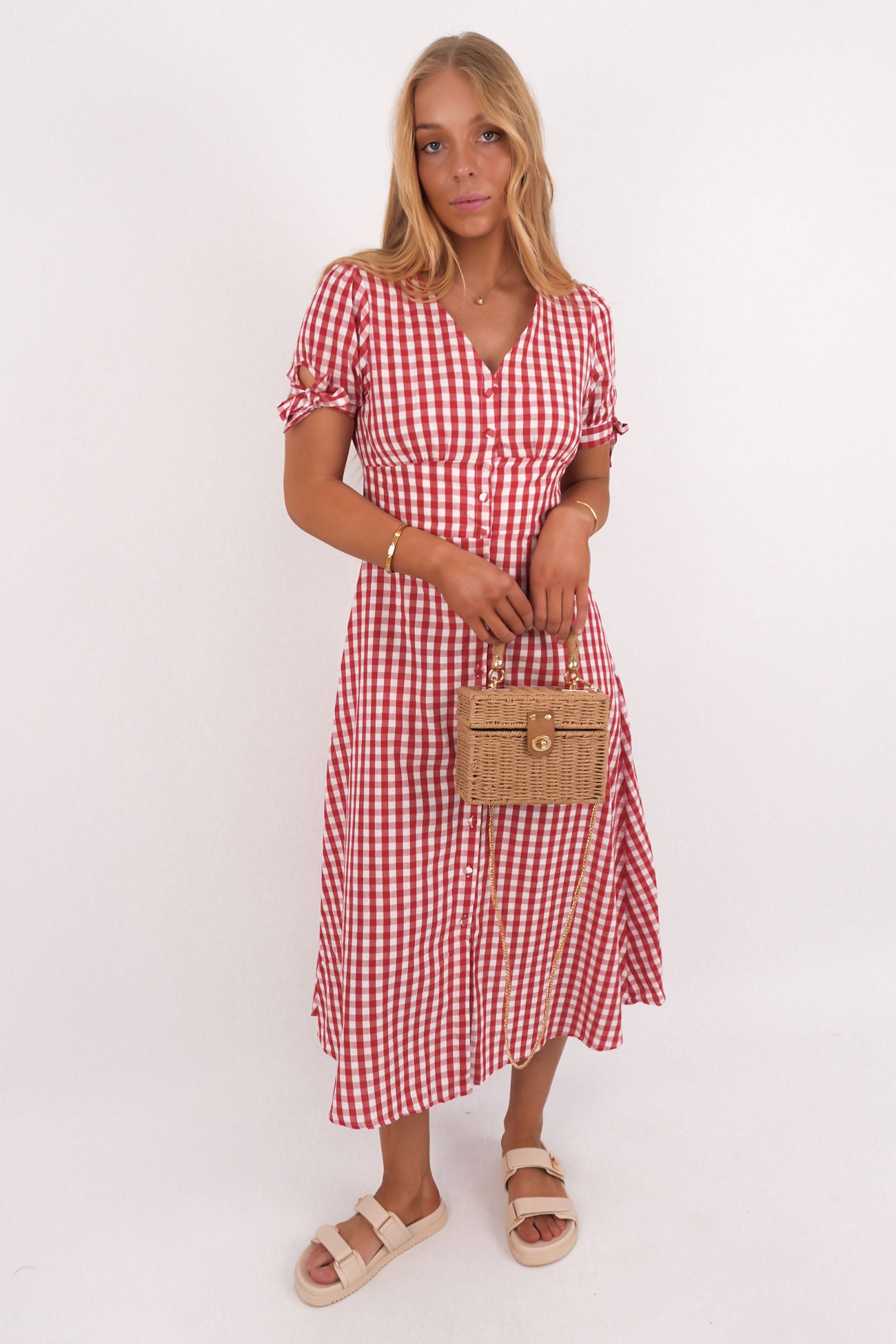 Jessa Midi Dress Red Gingham