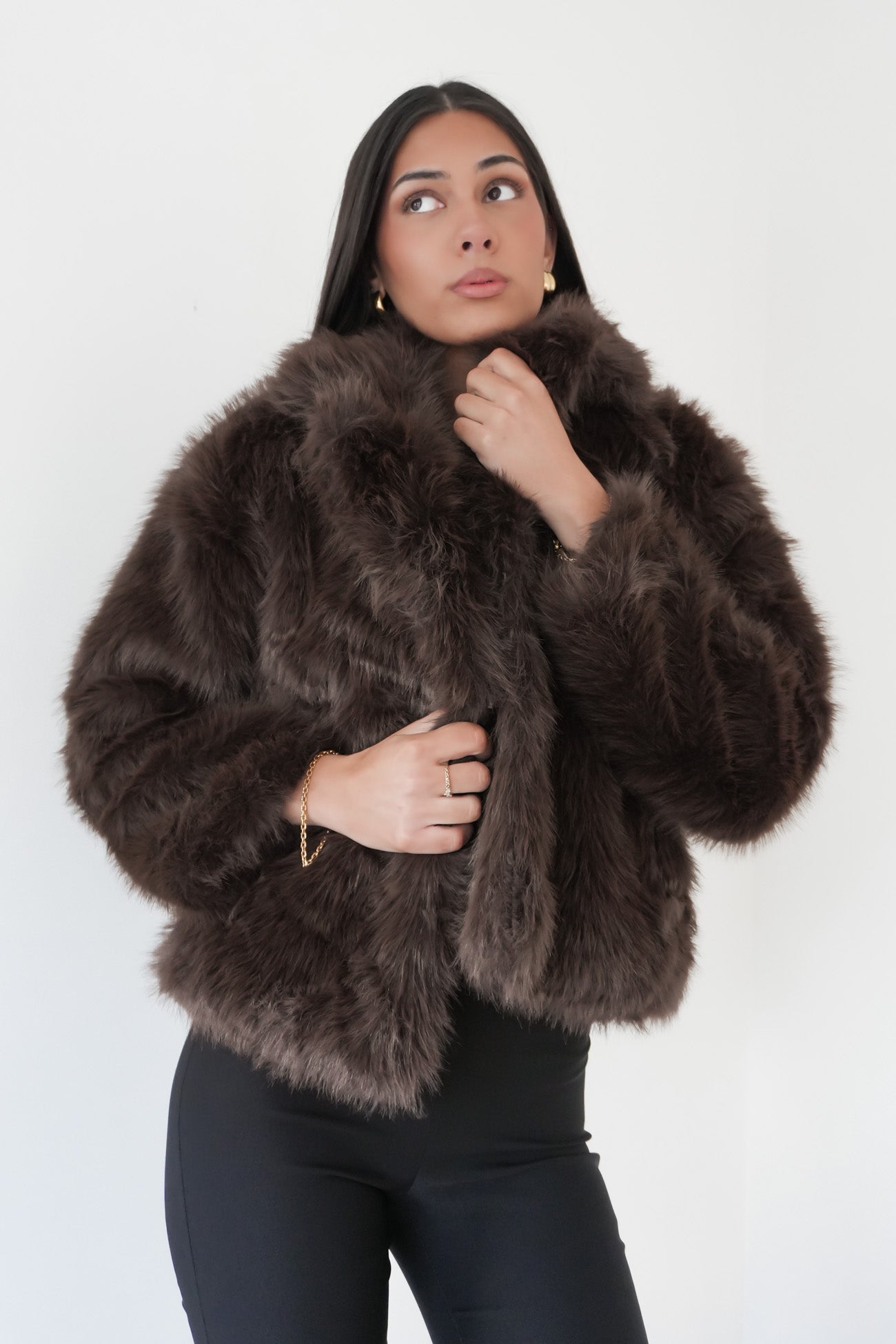 Jessy Faux Fur Coat Chocolate