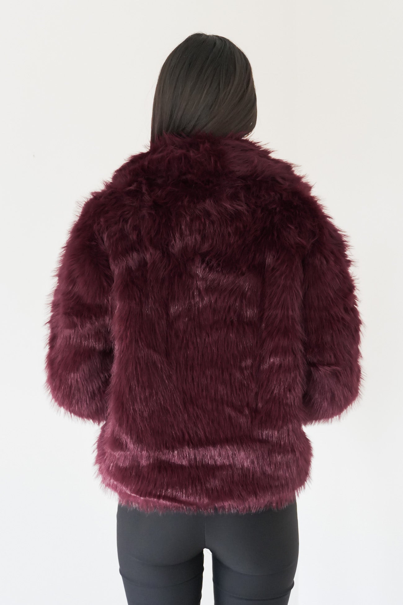 Jessy Faux Fur Coat Wine