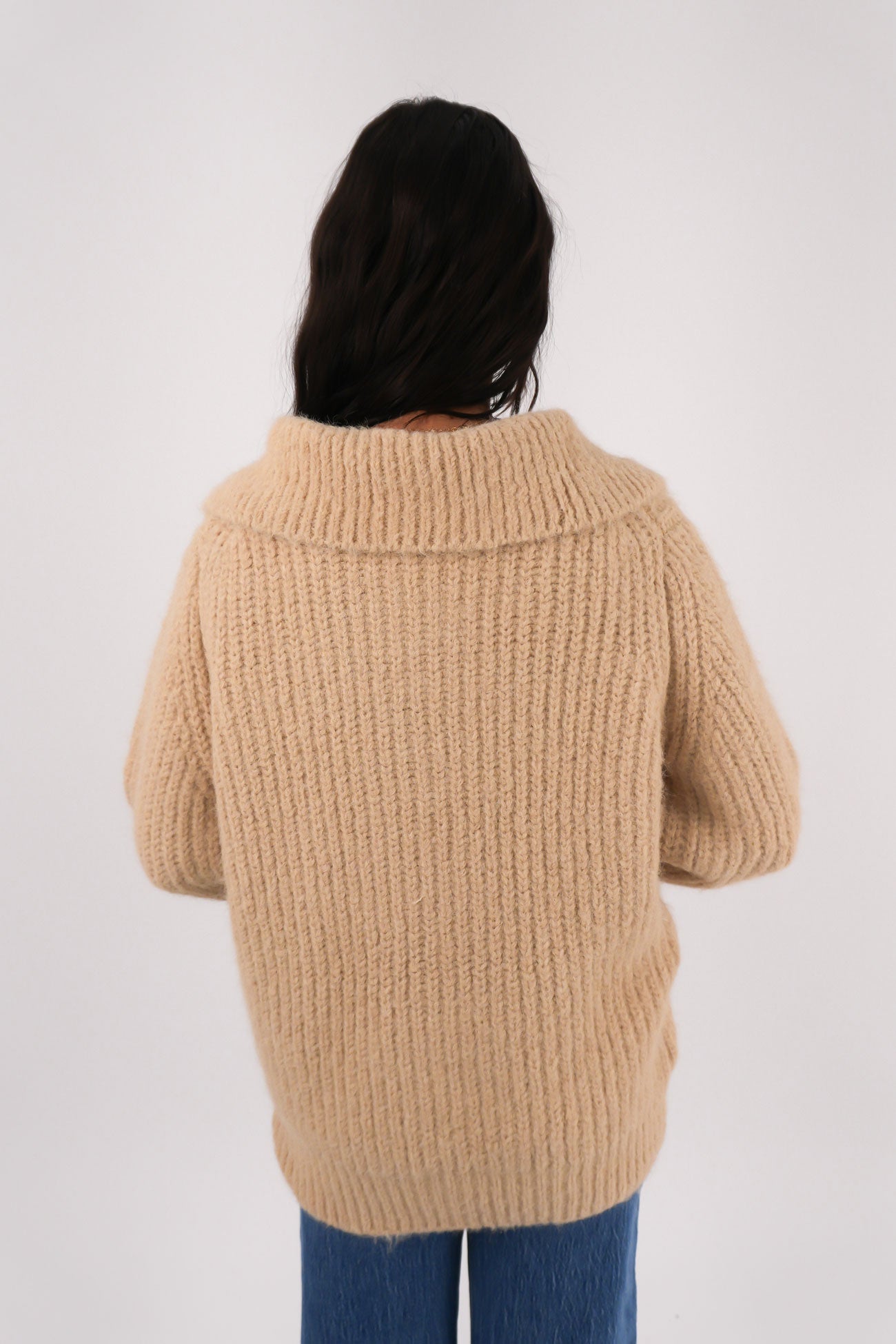 Jethra Zip Thru Jumper Beige